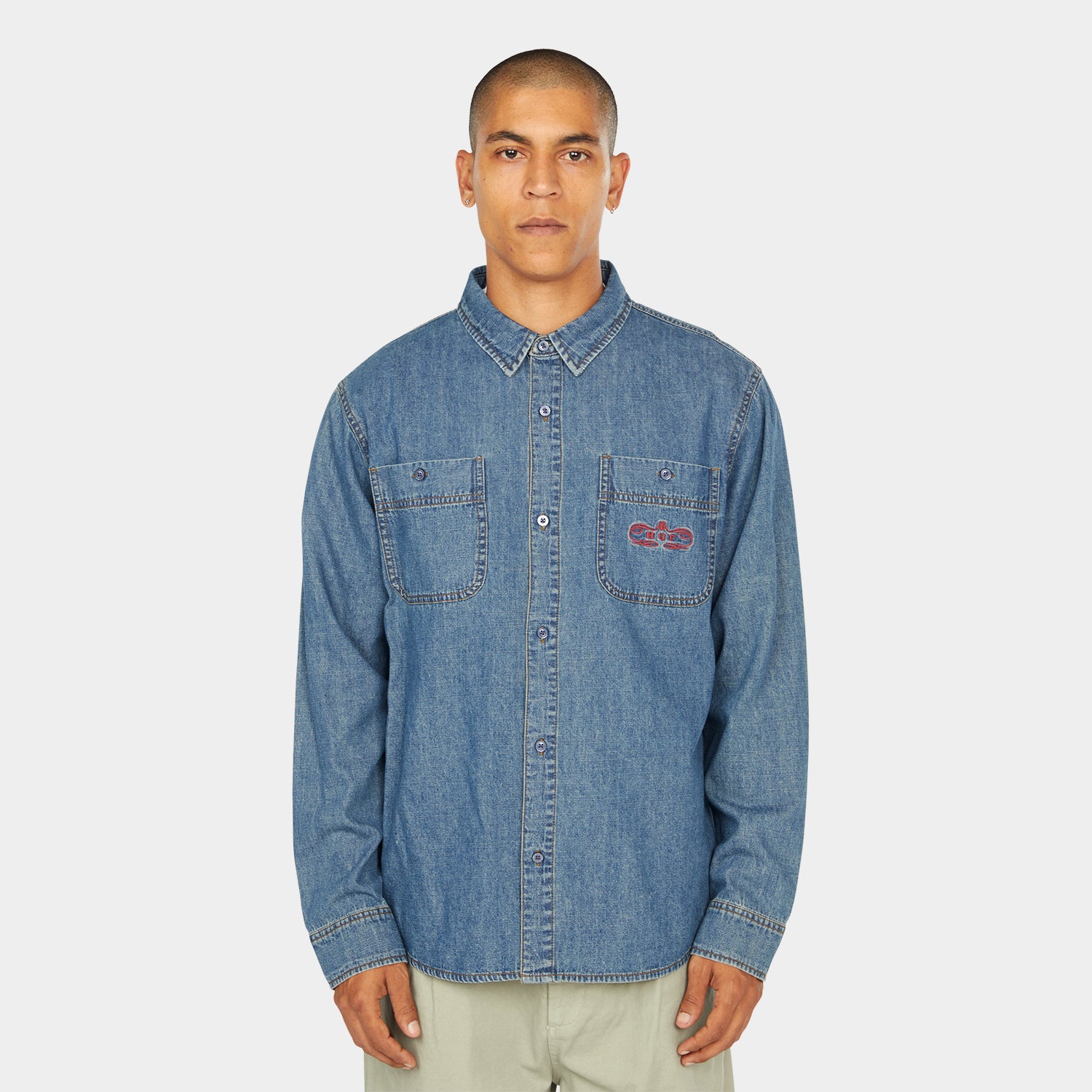 HUF (ハフ) Worldwide JP /TOPS & SHIRTS(トップス&シャツ)/ WORLDWIDE CLOTHIERS DENIM SHIRT商品 / INDIGO