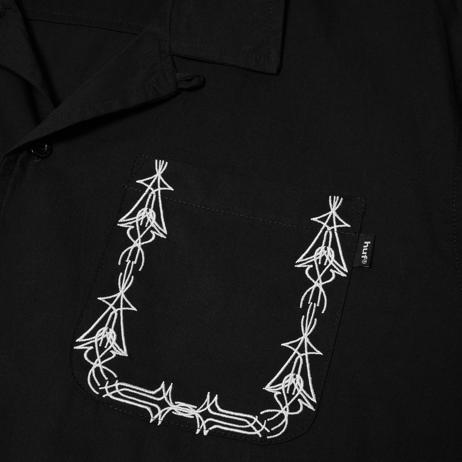 HUF (ハフ) Worldwide JP /TOPS & SHIRTS(トップス&シャツ)/ PINSTRIPE EMBROIDERED RESORT SHIRT商品 / AVOCADO