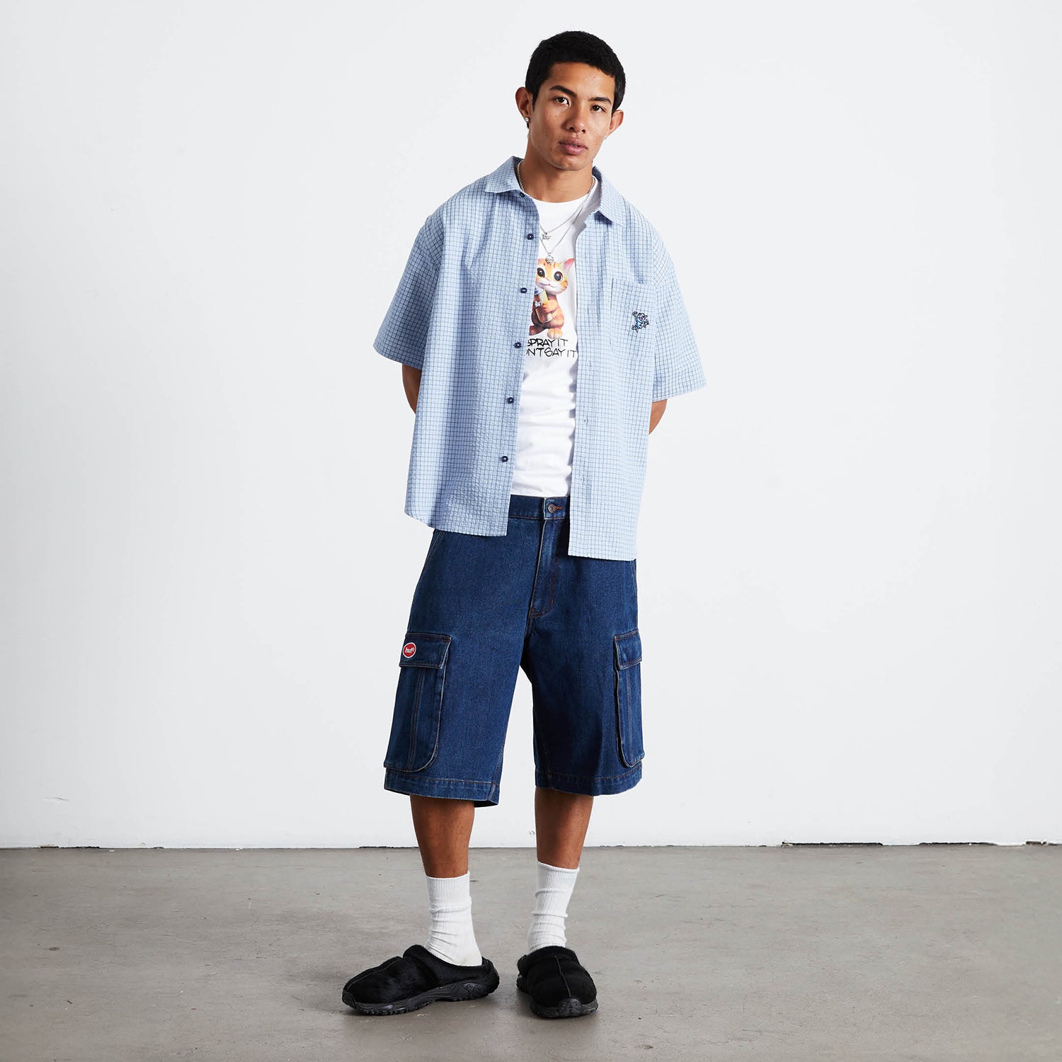 HUF (ハフ) Worldwide JP /T-SHIRTS(Tシャツ)/ STUCK ON YOU PLAID SHIRT商品 / ICE BLUE