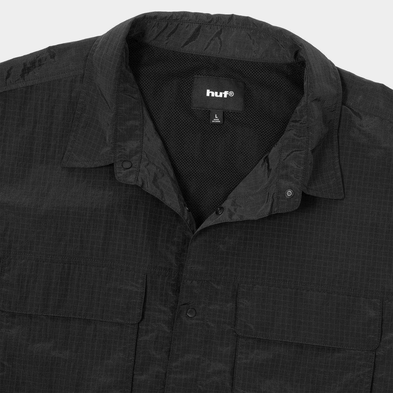 HUF (ハフ) Worldwide JP /TOPS & SHIRTS(トップス&シャツ)/ UTILITY NYLON SHEER SHIRT商品 / BLACK