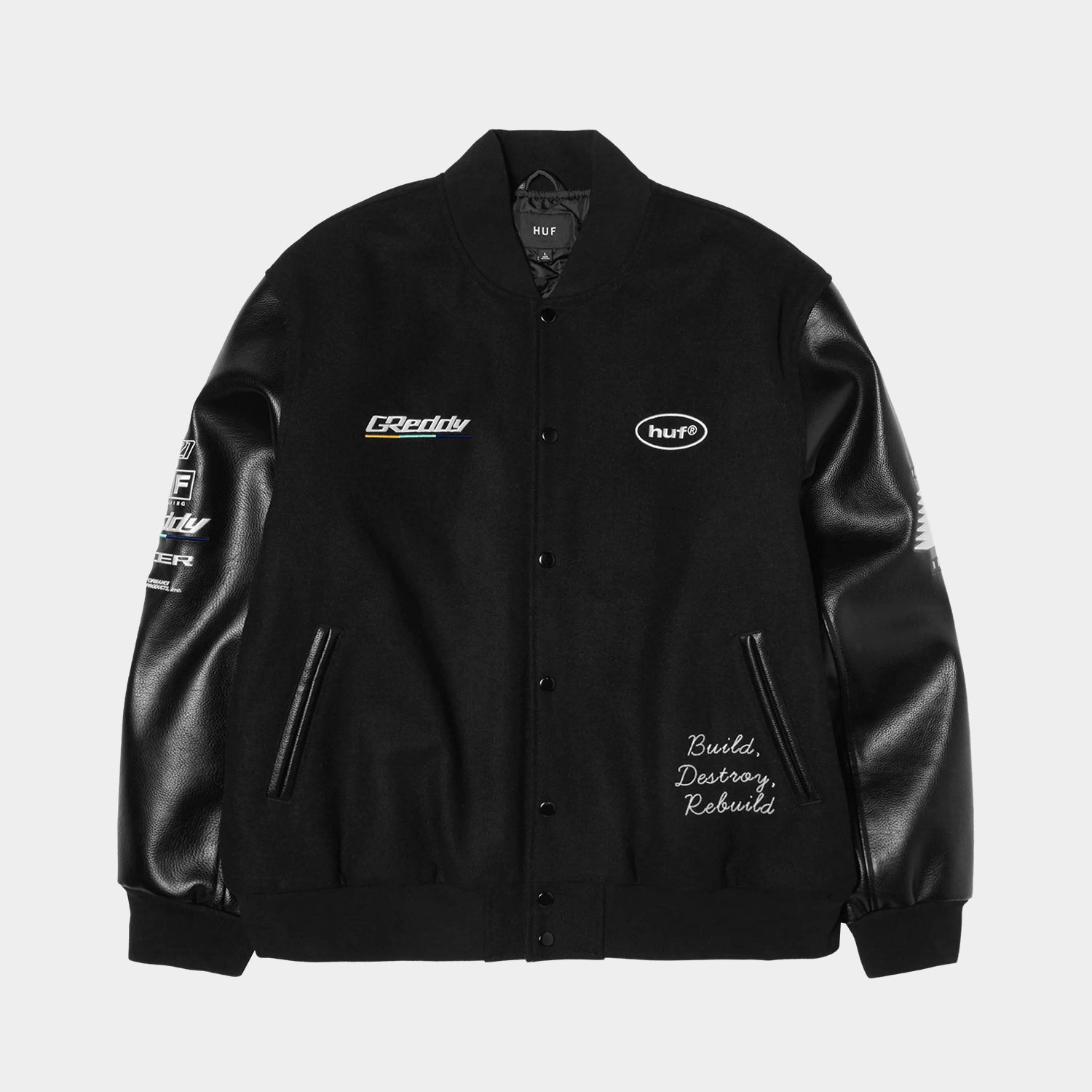 HUF (ハフ) Worldwide JP /JACKETS(ジャケット)/ HUF X GREDDY VARSITY JACKET商品 / BLACK
