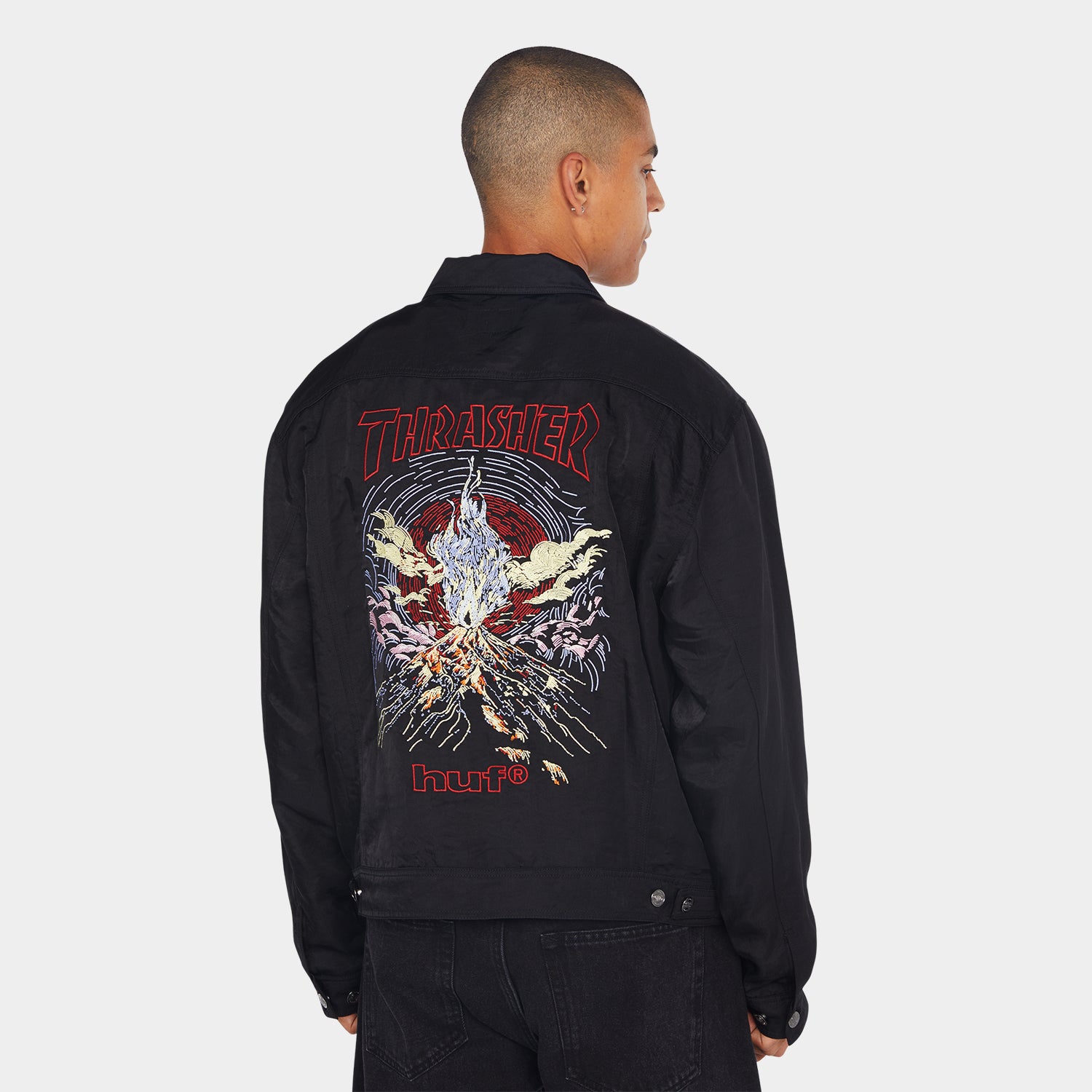HUF (ハフ) Worldwide JP /JACKETS(ジャケット)/ HUF X THRASHER TRUCKER JACKET商品 / BLACK