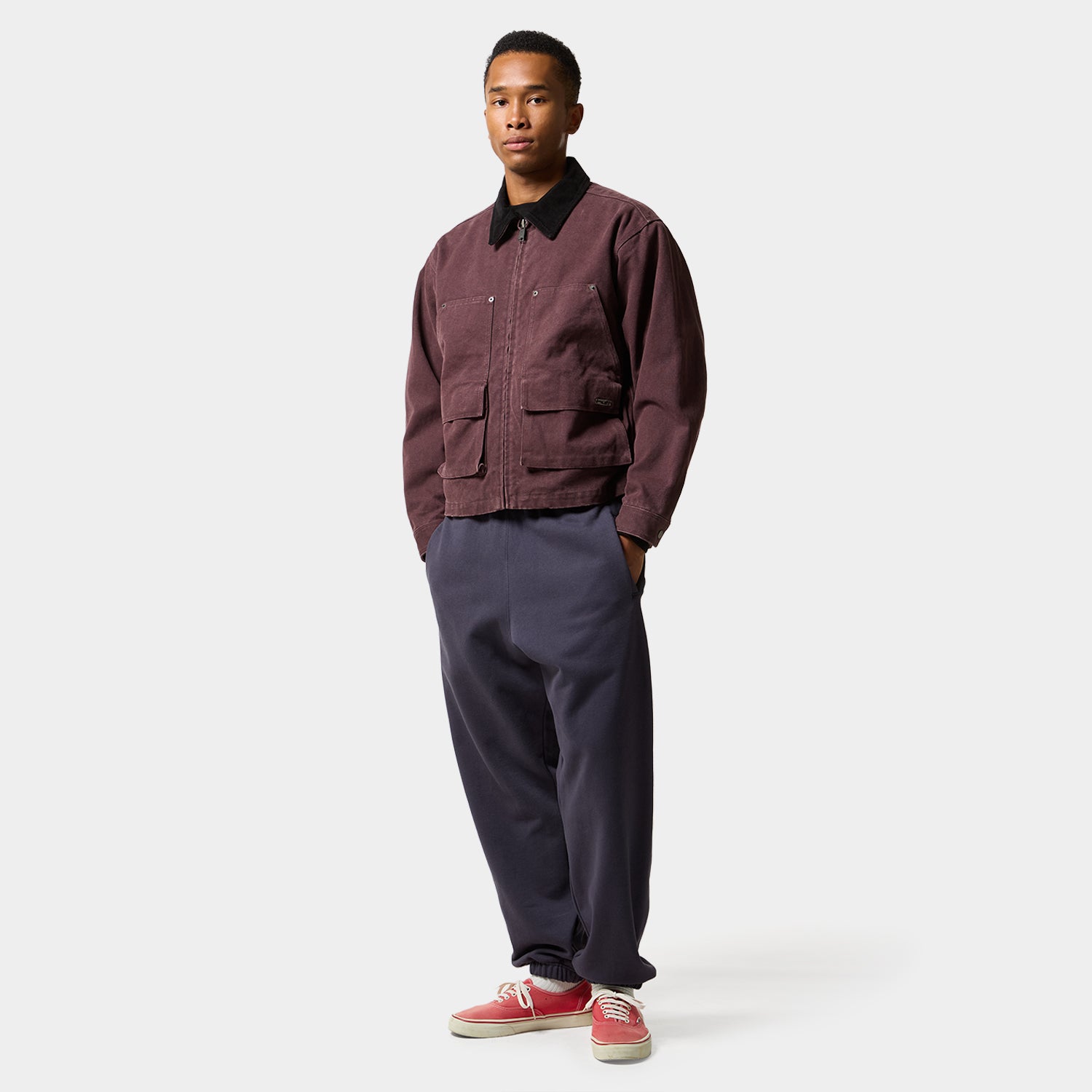 HUF (ハフ) Worldwide JP /JACKETS(ジャケット)/ STRETCH LOGO CANVAS WORK JACKET商品 / DEEP WINE