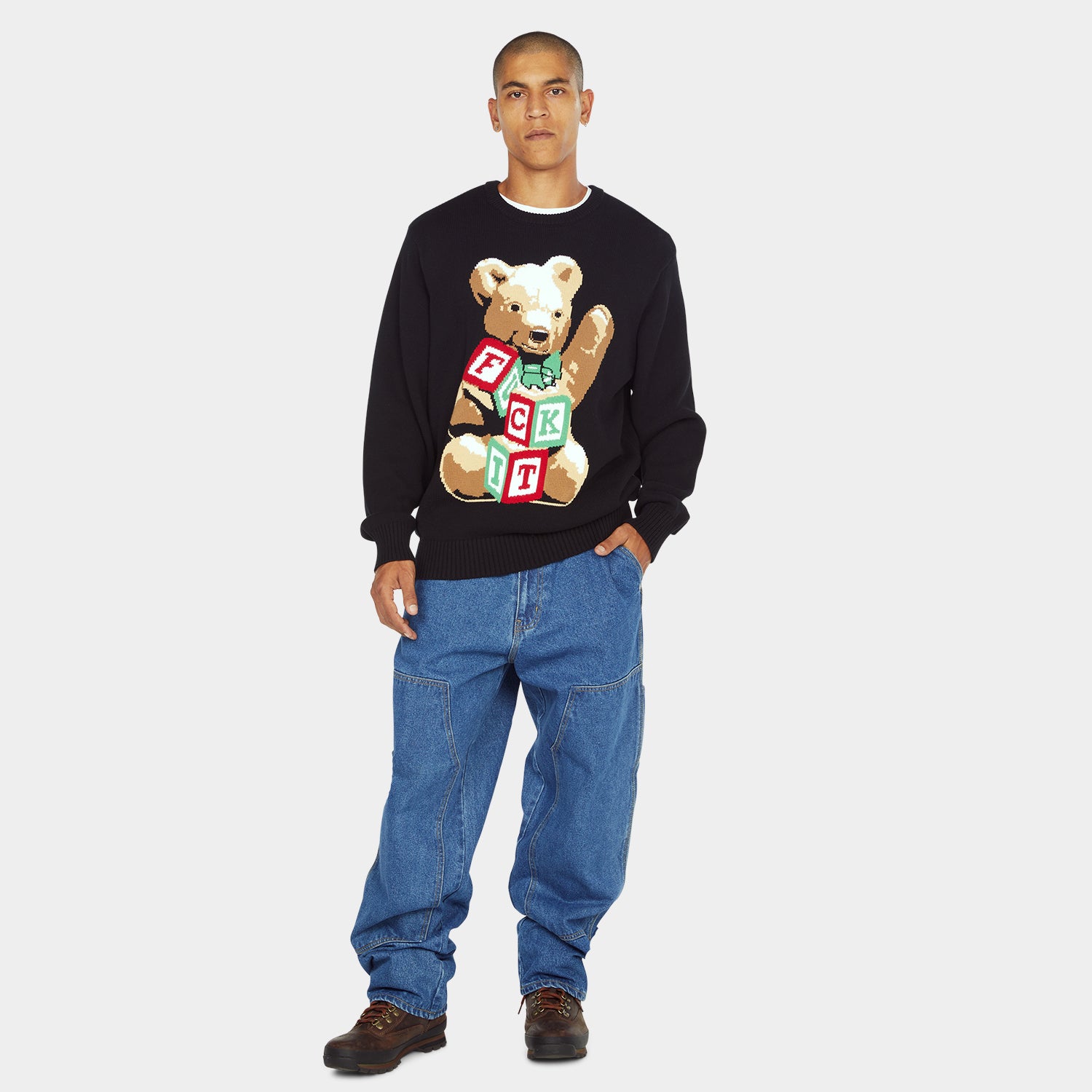 HUF (ハフ) Worldwide JP /KNITS & SWEATERS(ニット&セーター)/ GIFT BEAR INTARSIA SWEATER商品 / BLACK