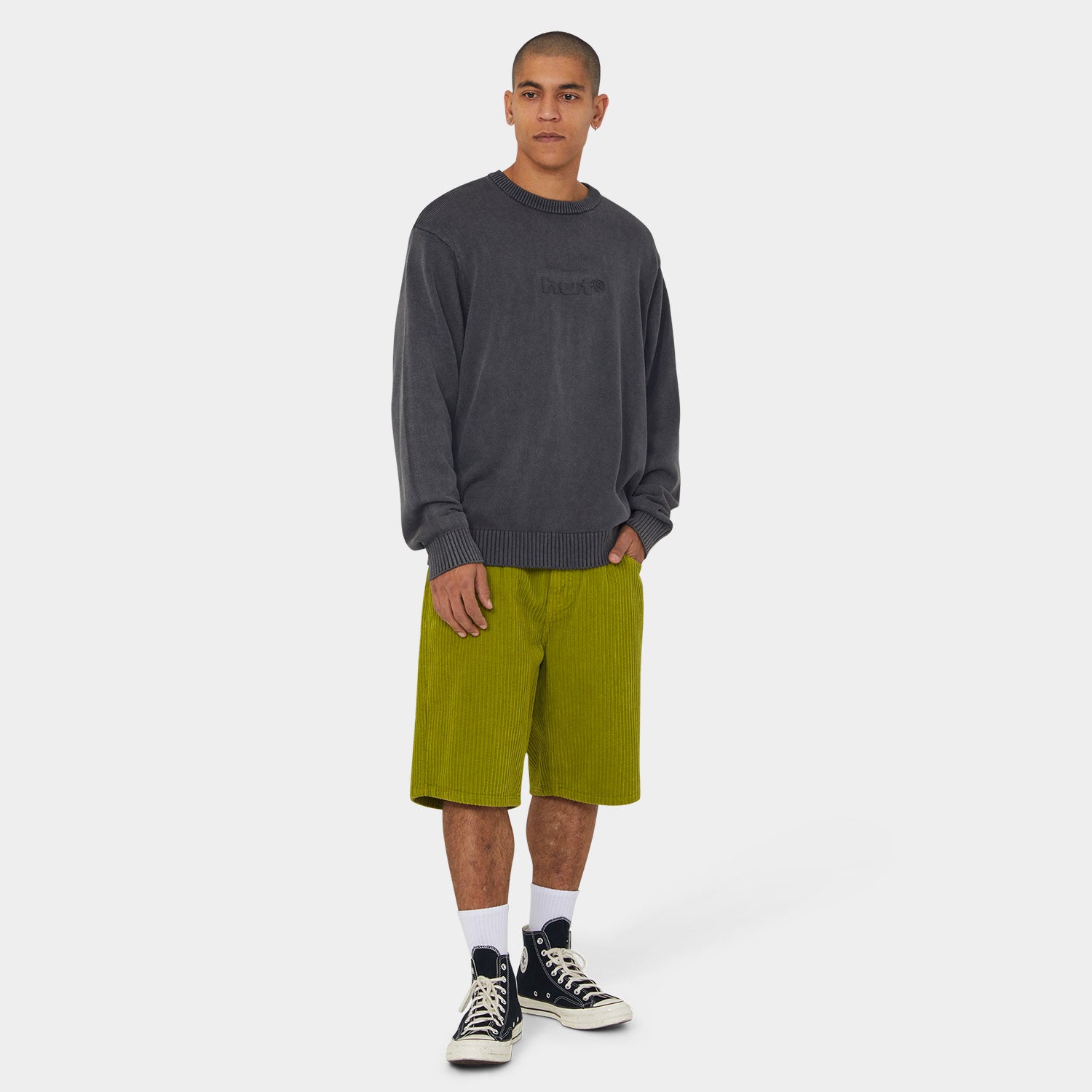 HUF (ハフ) Worldwide JP /KNITS & SWEATERS(ニット&セーター)/ PACIFIC WASH EMBOSSED CREWNECK商品 / BLUE