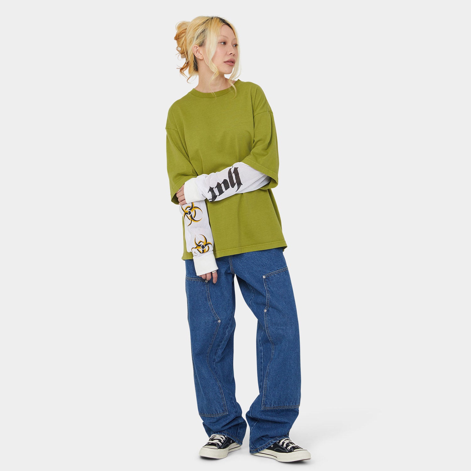 HUF (ハフ) Worldwide JP /TOPS & SHIRTS(トップス&シャツ)/ LEON LS DOUBLE LAYER TOP商品 / ACID GREEN