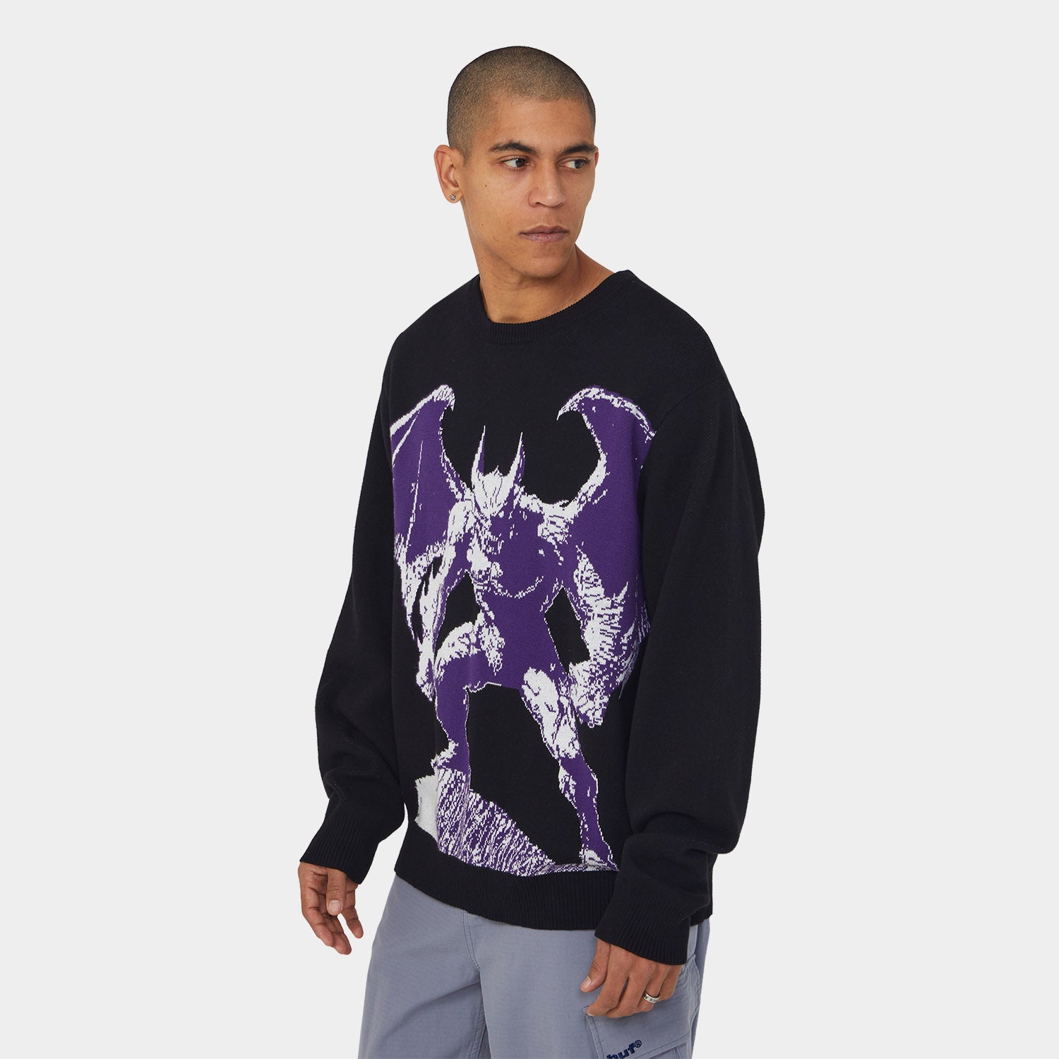 HUF (ハフ) Worldwide JP /KNITS & SWEATERS(ニット&セーター)/ HEAVEN CAN WAIT CREWNECK SWEATER商品 / BLACK