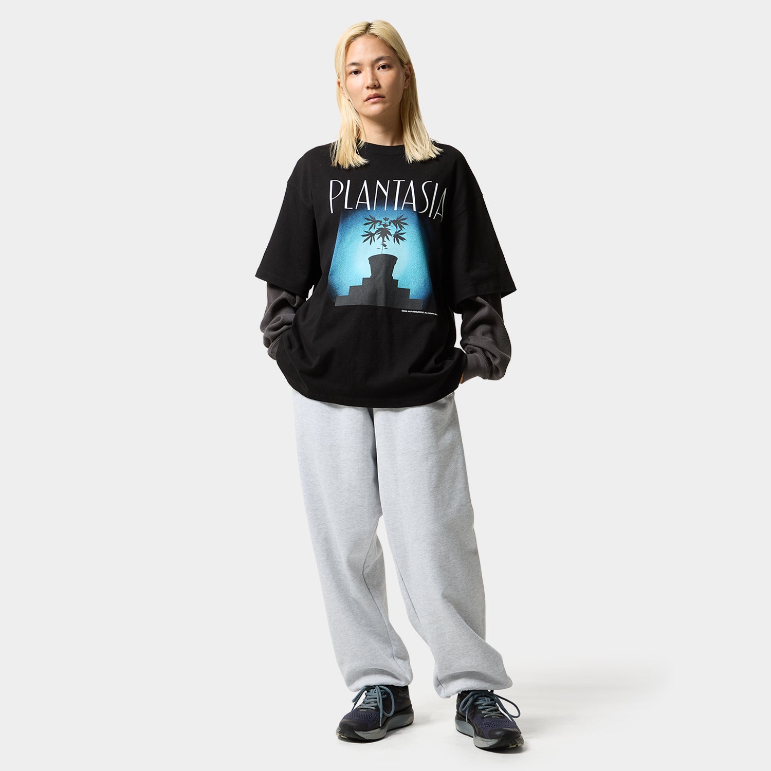HUF (ハフ) Worldwide JP /TOPS & SHIRTS(トップス&シャツ)/ PLANTASIA DOUBLE LAYER LS TOP商品 / BLACK