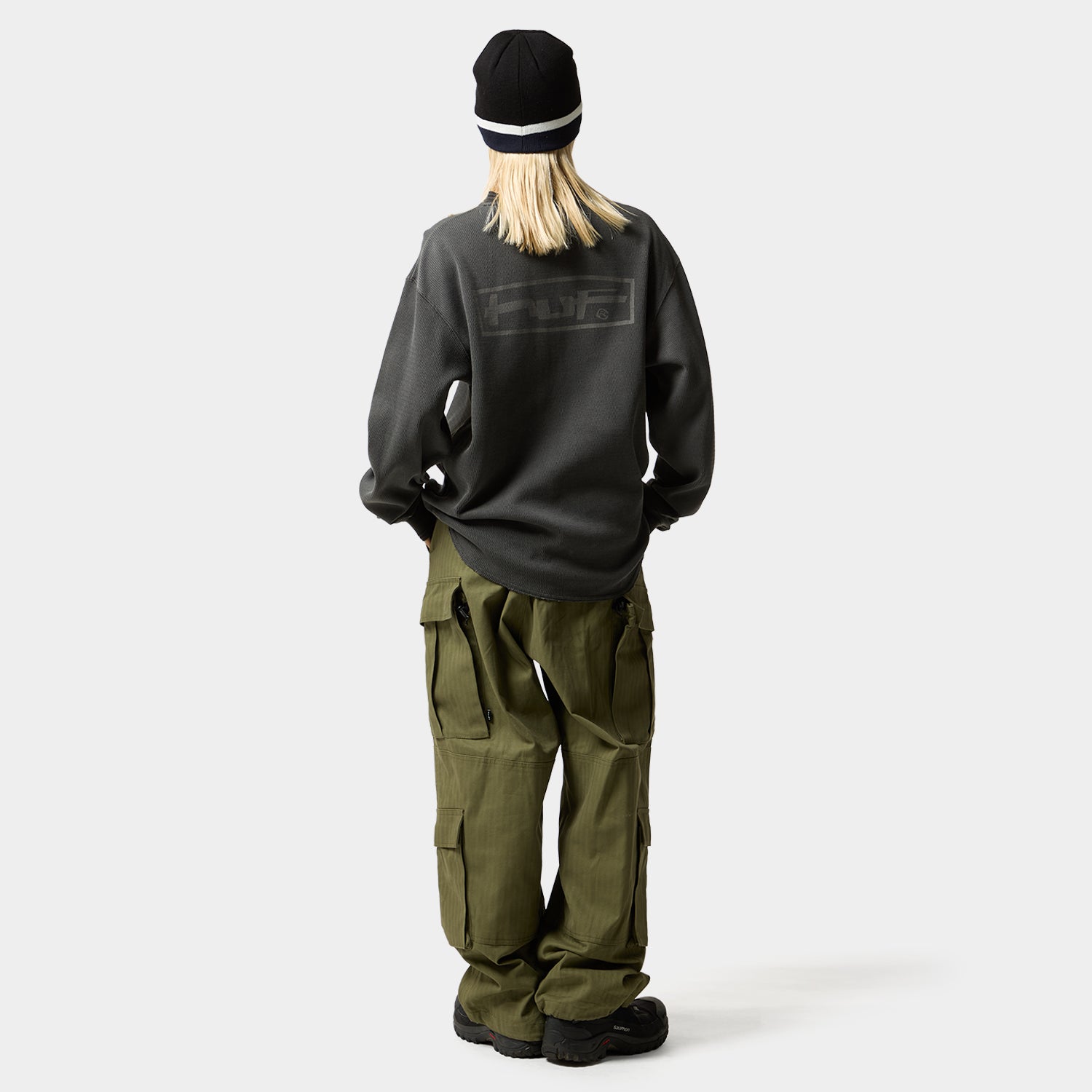 HUF (ハフ) Worldwide JP /TOPS & SHIRTS(トップス&シャツ)/ STRETCH LOGO HENRY THERMAL商品 / DARK OLIVE