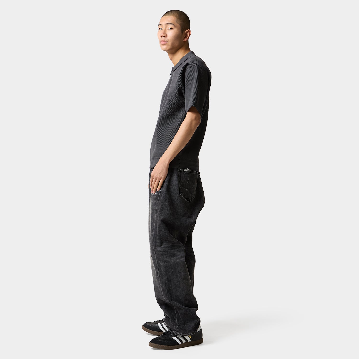 HUF (ハフ) Worldwide JP /TOPS & SHIRTS(トップス&シャツ)/ MEGABLAST KNIT POLO TOP商品 / CHARCOAL