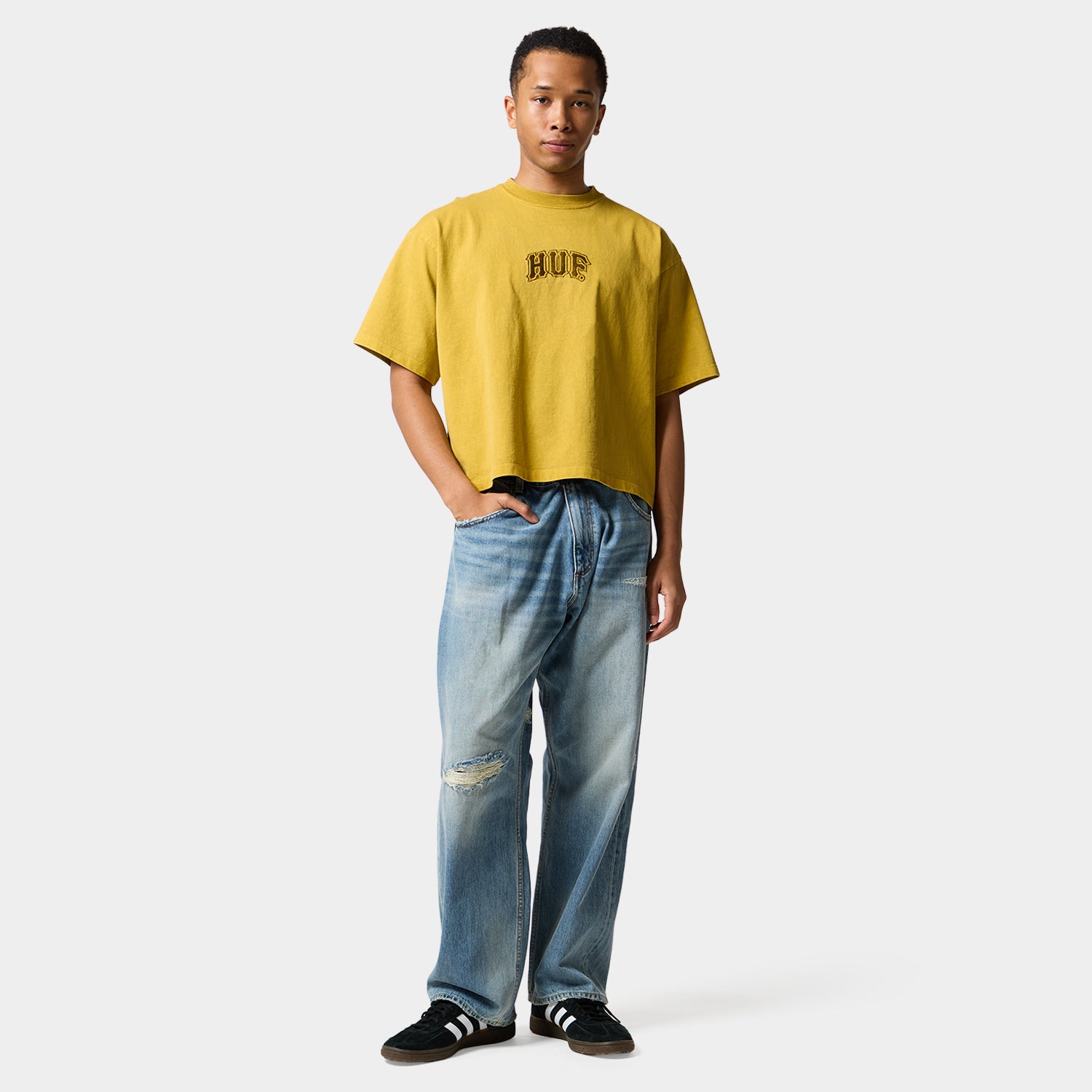 HUF (ハフ) Worldwide JP /TOPS & SHIRTS(トップス&シャツ)/ CLASSIC ARCH WIDE CREW商品 / YELLOW
