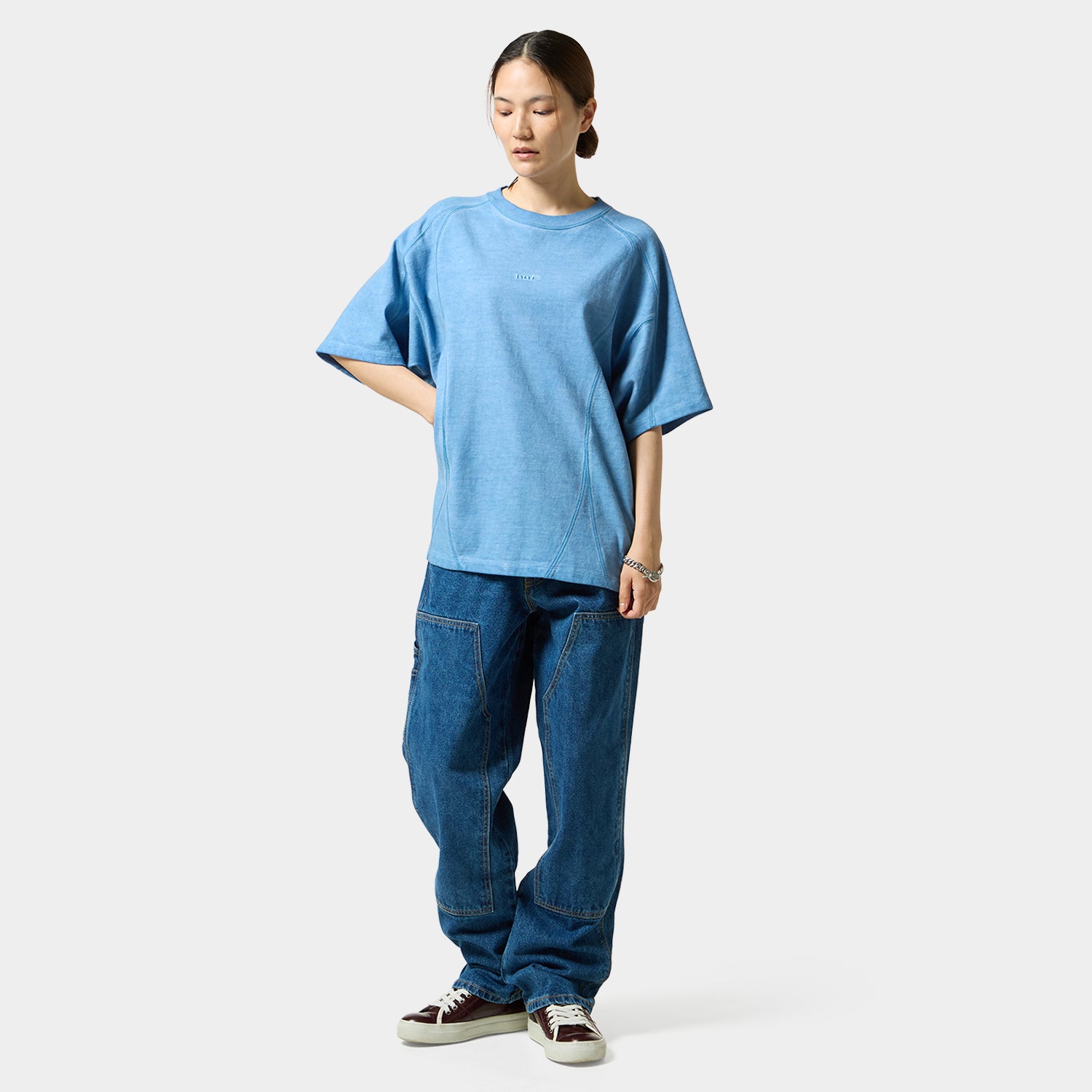 HUF (ハフ) Worldwide JP /TOPS & SHIRTS(トップス&シャツ)/ WASHED PANELED CREW商品 / LT BLUE