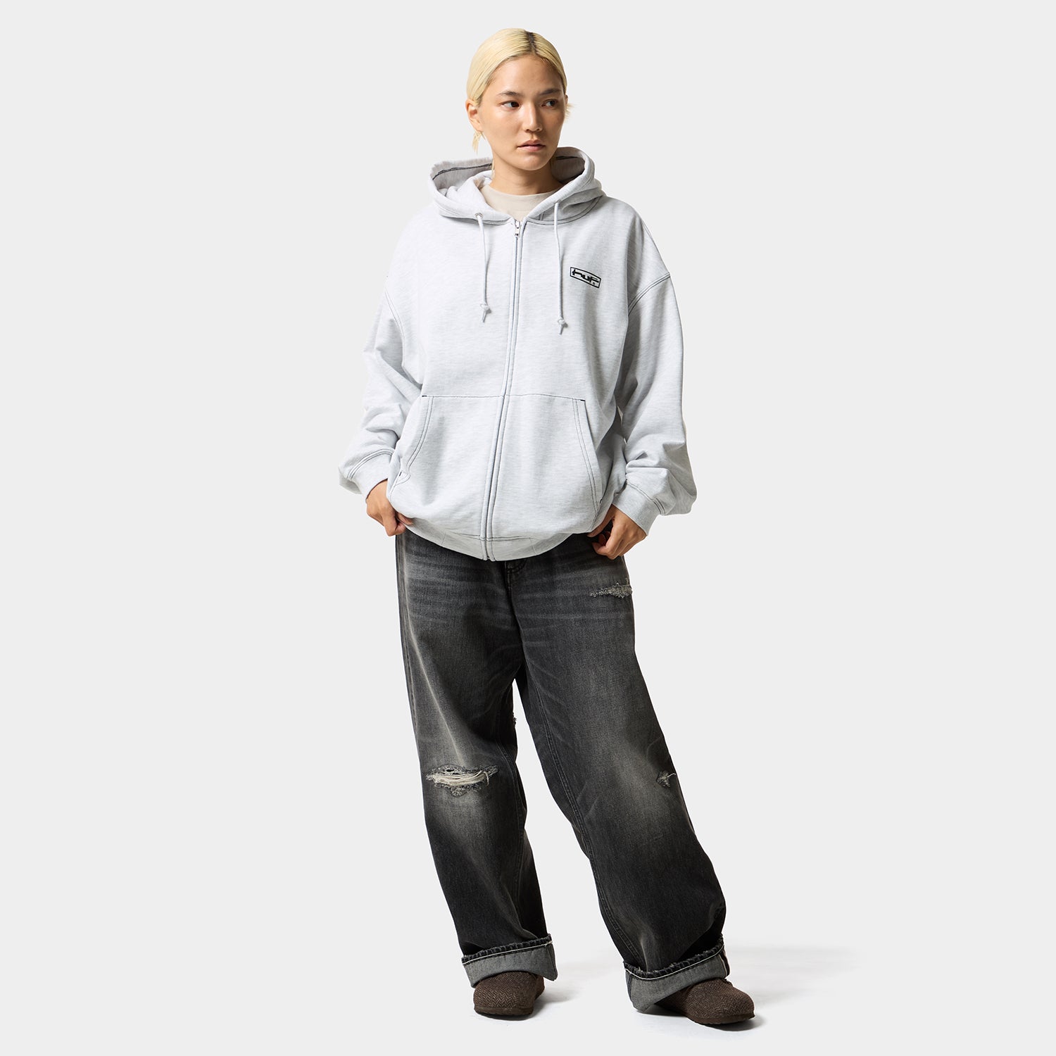 HUF (ハフ) Worldwide JP /HOODIES(パーカー)/ STRETCH FULL ZIP HOODIE商品 / ASH
