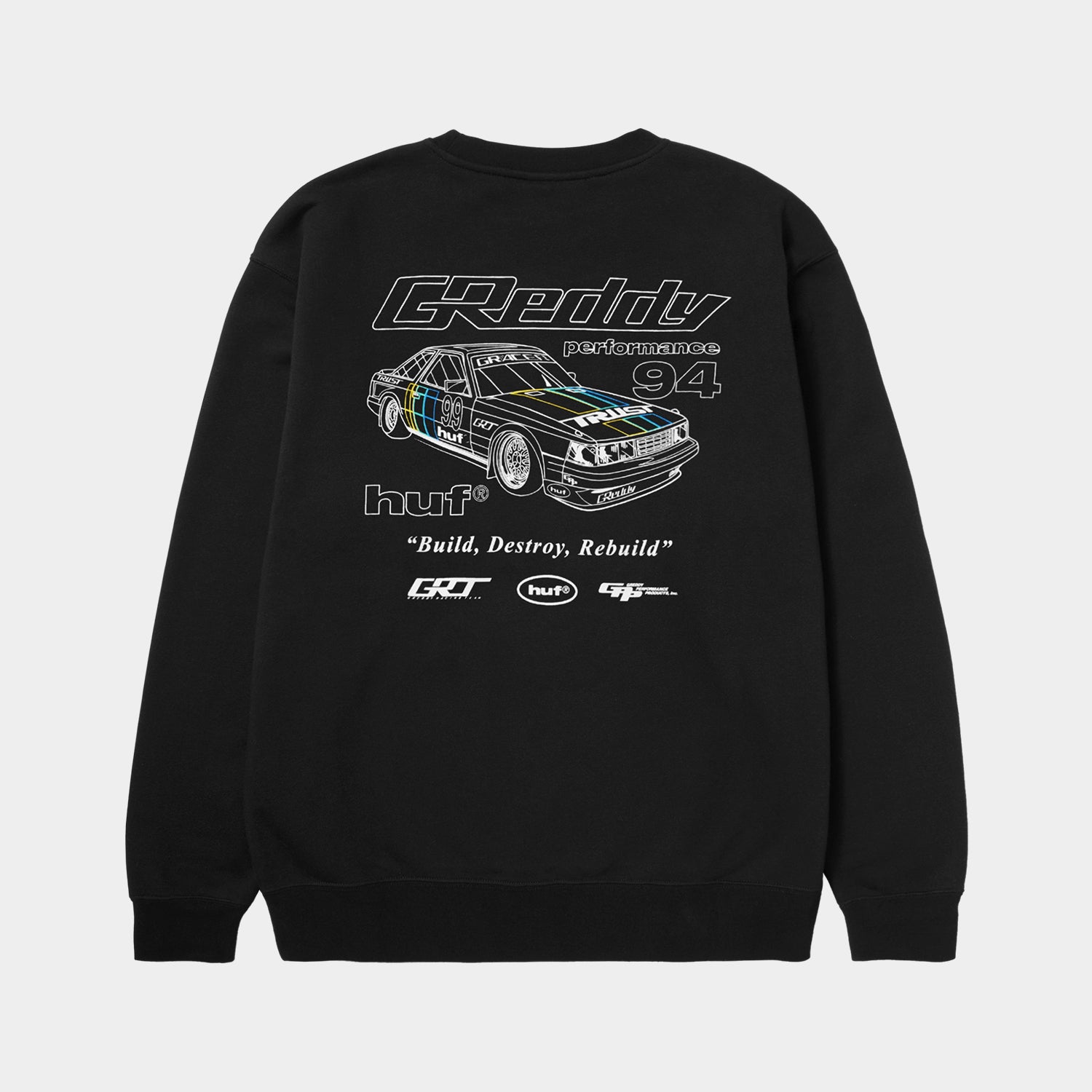HUF (ハフ) Worldwide JP /SWEATSHIRTS(スウェットシャツ)/ HUF X GREDDY RETRO MOD CREW商品 / BLACK
