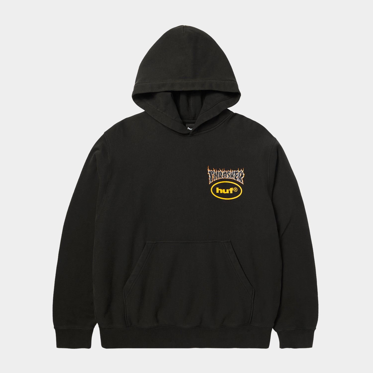 HUF (ハフ) Worldwide JP /HOODIES(パーカー)/ HUF X THRASHER MELTDOWN HEAVYWEIGHT HOODIE商品 / WASHED BLACK