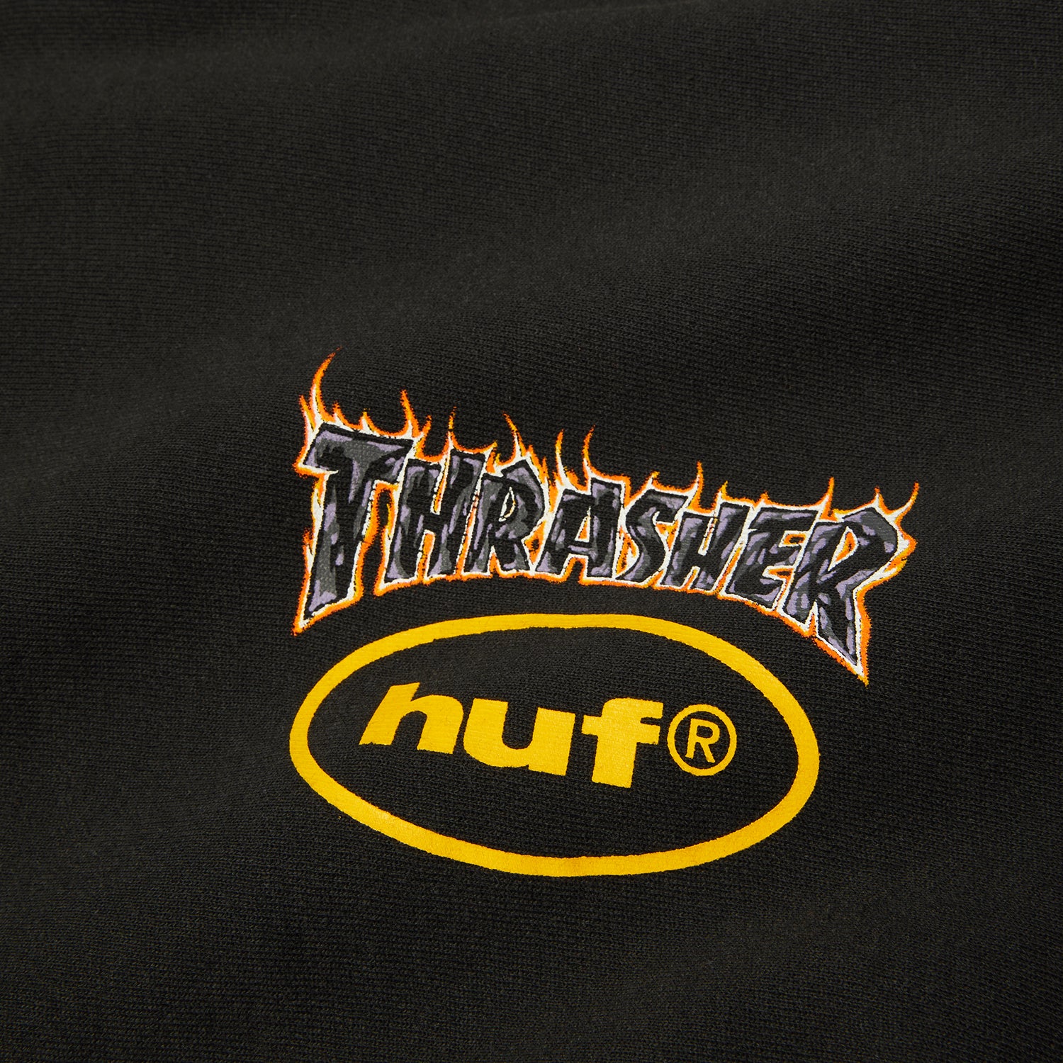 HUF (ハフ) Worldwide JP /HOODIES(パーカー)/ HUF X THRASHER MELTDOWN HEAVYWEIGHT HOODIE商品 / WASHED BLACK