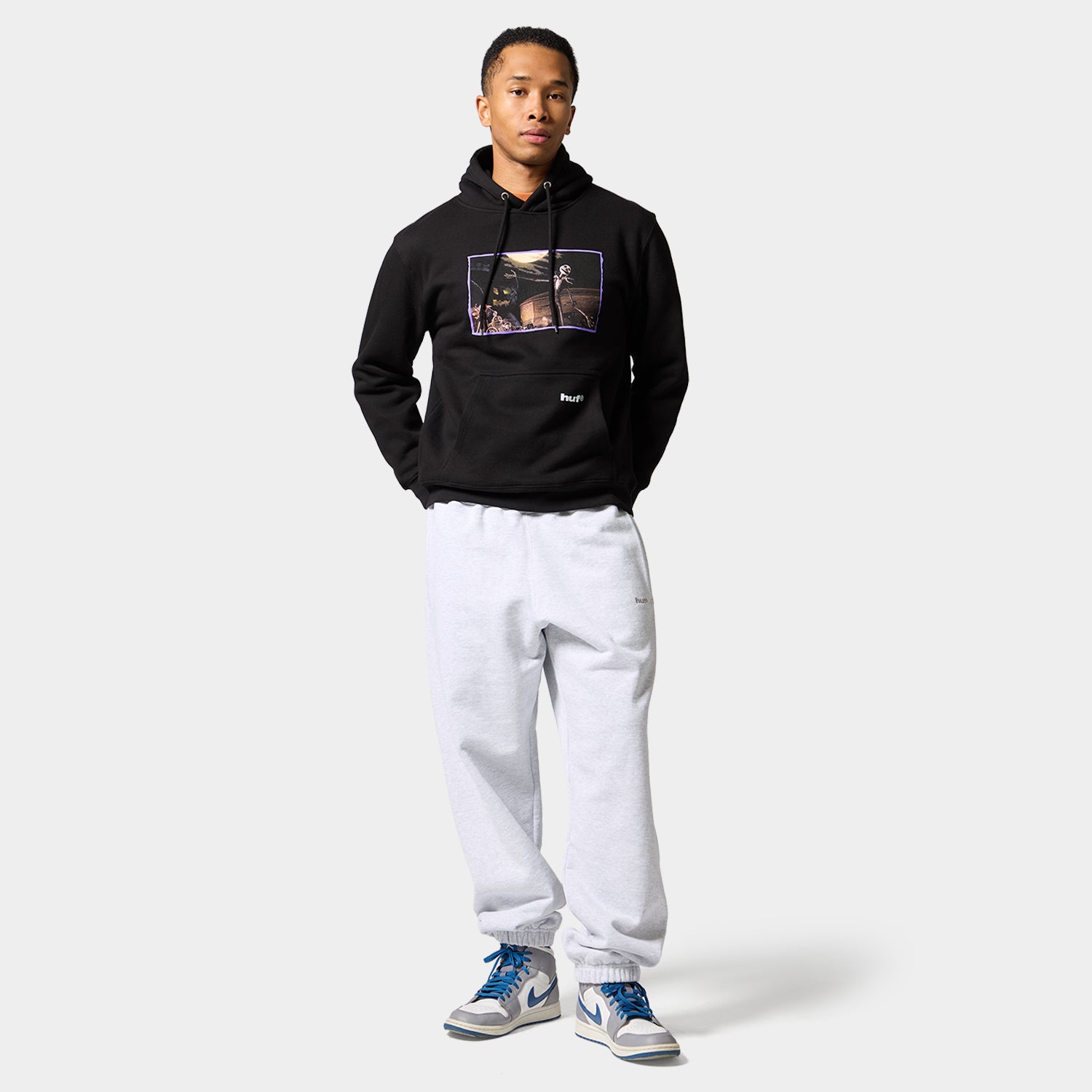 HUF (ハフ) Worldwide JP /HOODIES(パーカー)/ HUF X NIGHTMARE BEFORE CHRISTMAS JACK TOWN MEETING HOODIE商品 / BLACK