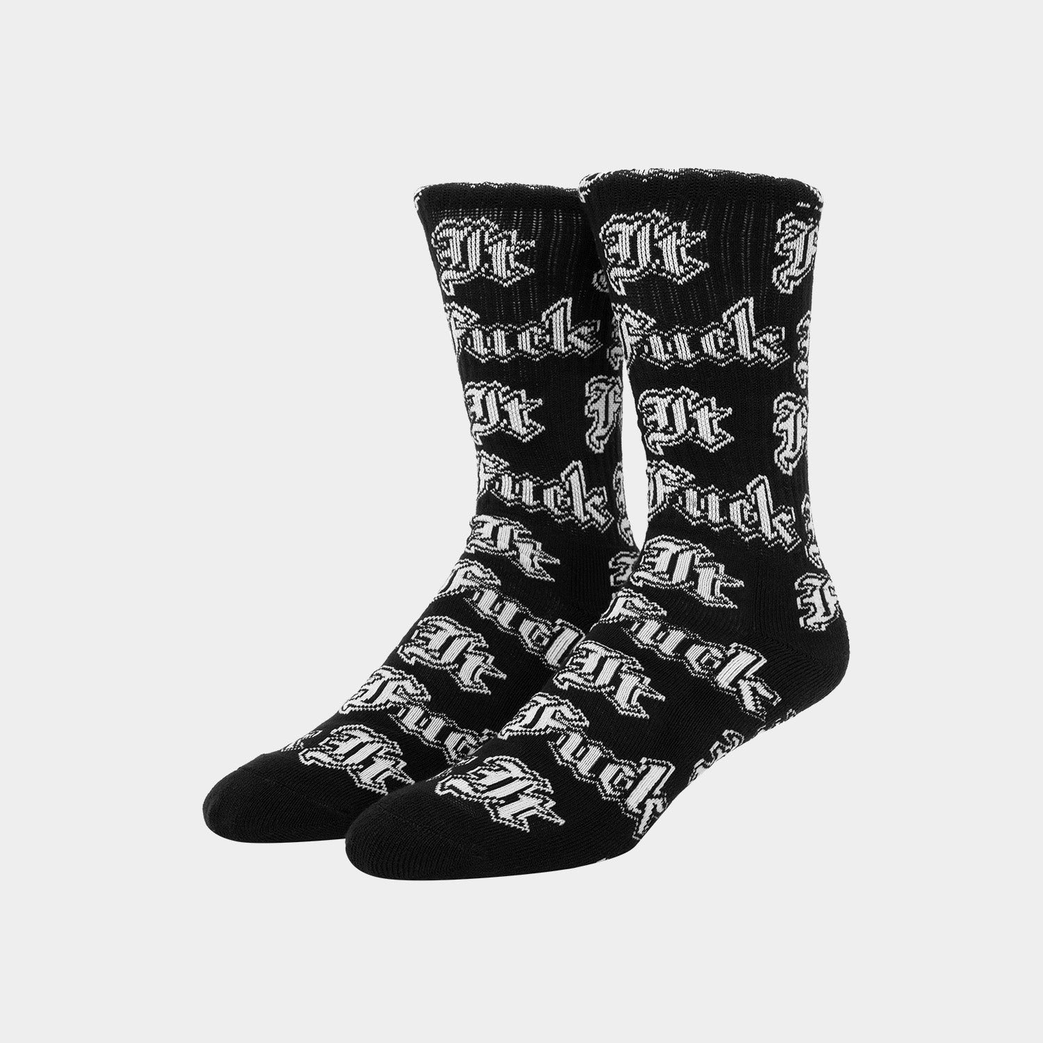 HUF (ハフ) Worldwide JP /SOCKS(ソックス)/ FUCK IT OLD ENGLISH SOCKS商品 / BLACK