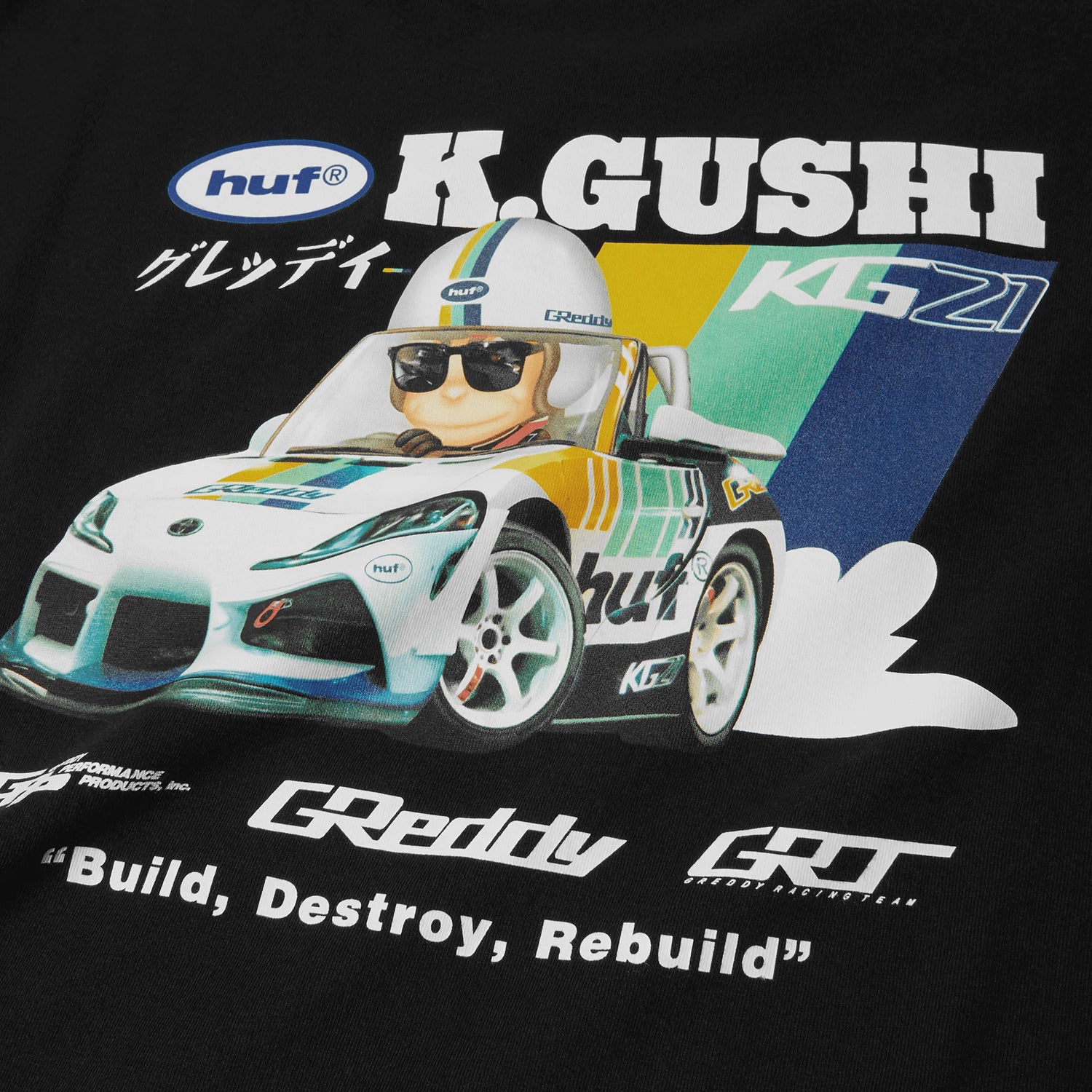 HUF (ハフ) Worldwide JP /T-SHIRTS(Tシャツ)/ HUF X GREDDY GUSHI TEE商品 / BLACK