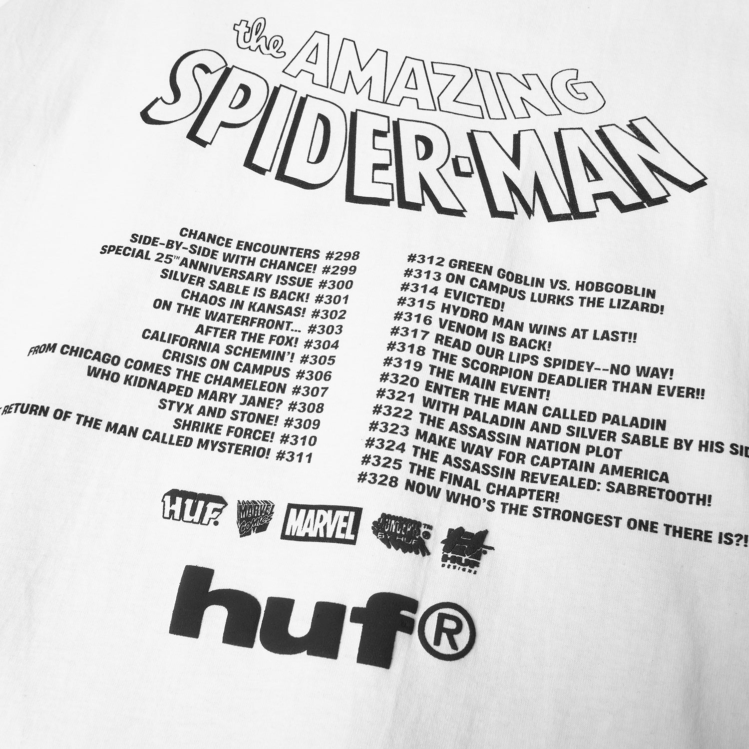 HUF (ハフ) Worldwide JP /T-SHIRTS(Tシャツ)/ HUF X MARVEL SPIDER-MAN THREE HUNDRED TEE商品 / WHITE