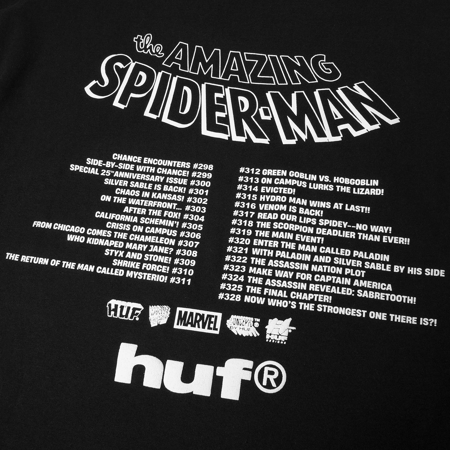 HUF (ハフ) Worldwide JP /T-SHIRTS(Tシャツ)/ HUF X MARVEL SPIDER-MAN THREE HUNDRED TEE商品 / BLACK