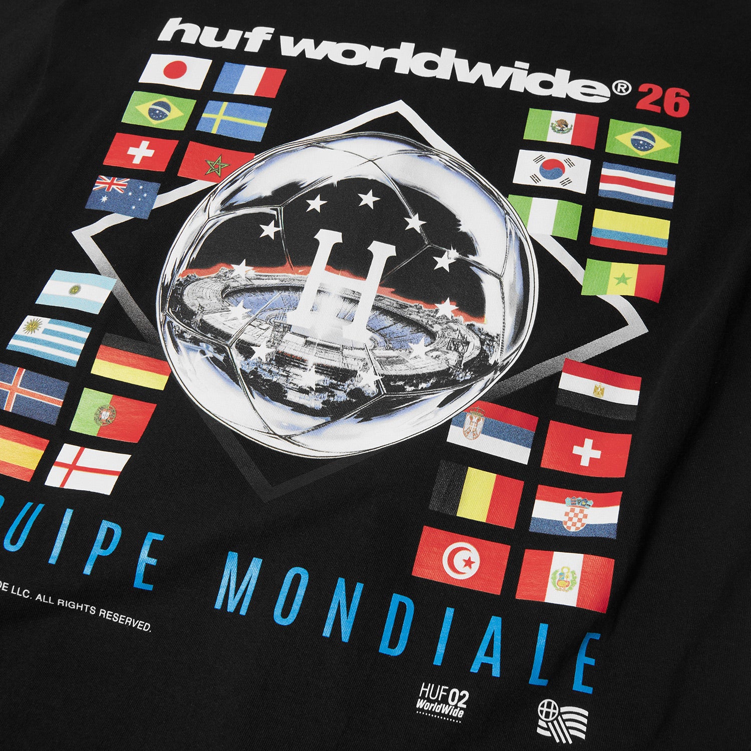 HUF (ハフ) Worldwide JP /T-SHIRTS(Tシャツ)/ EQUIPE MONDIALE TEE商品 / BLACK