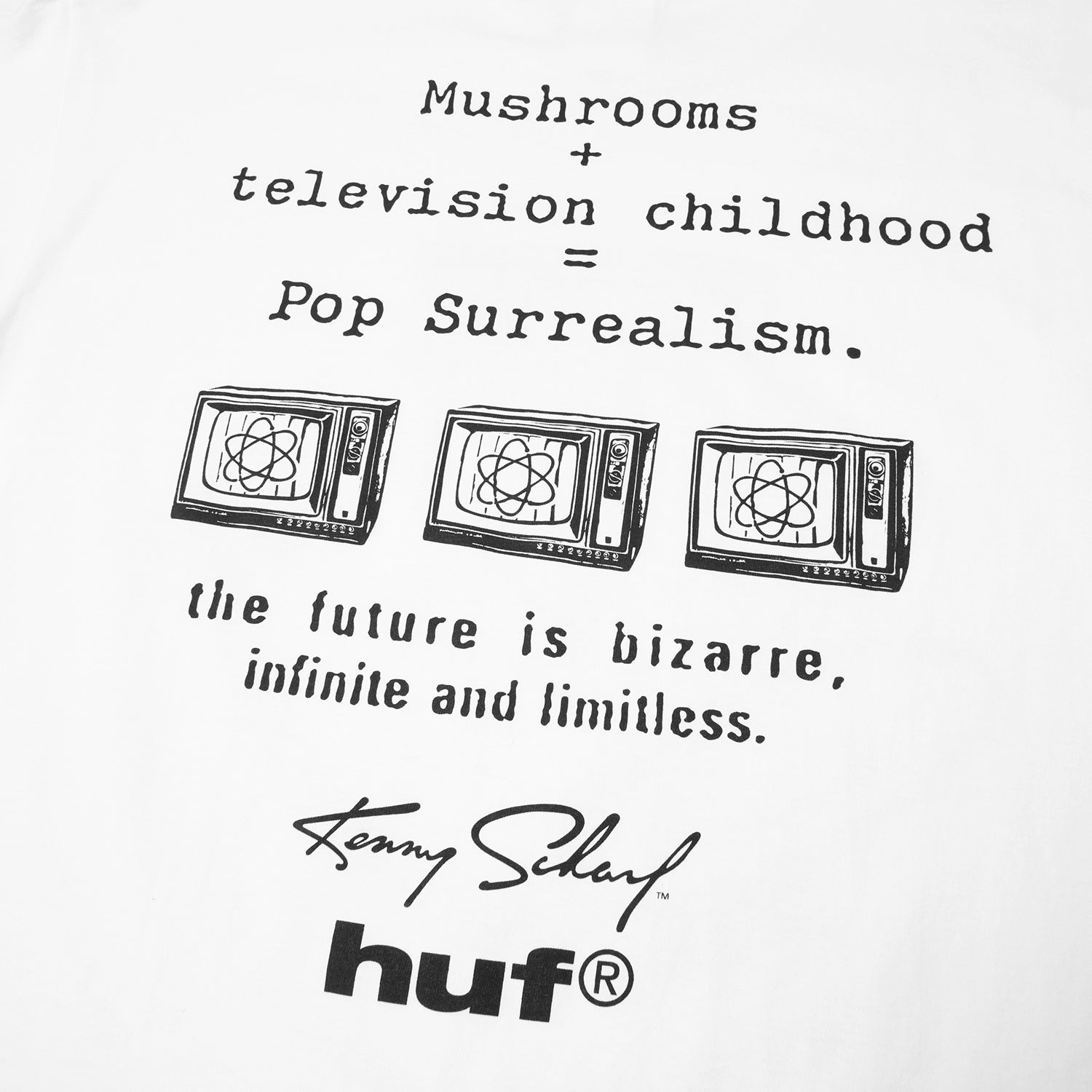 HUF (ハフ) Worldwide JP /T-SHIRTS(Tシャツ)/ KENNY SCHARF TELEVISION CHILDHOOD TEE商品 / WHITE