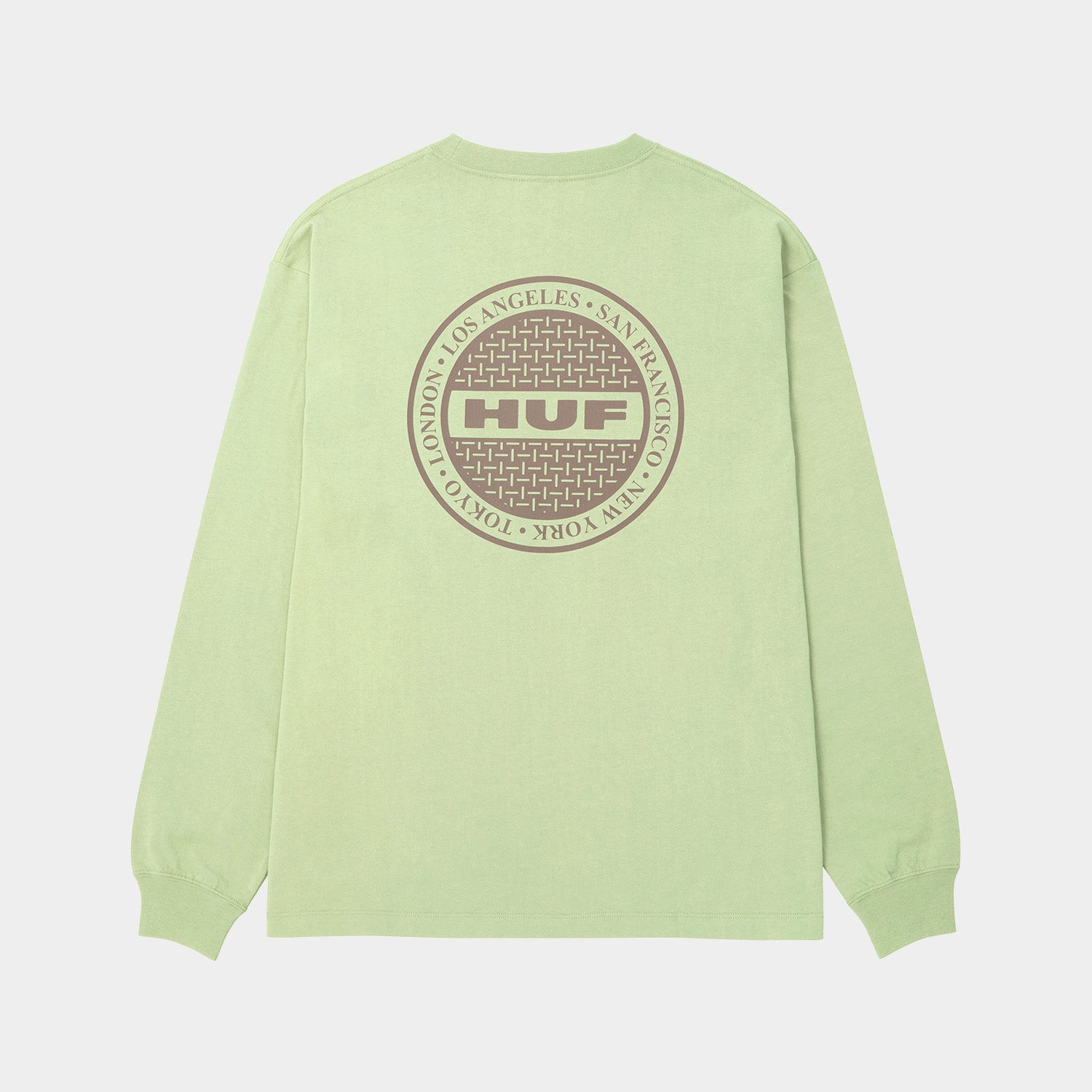 HUF (ハフ) Worldwide JP /T-SHIRTS(Tシャツ)/ MANHOLE LS TEE商品 / WHITE/GREEN