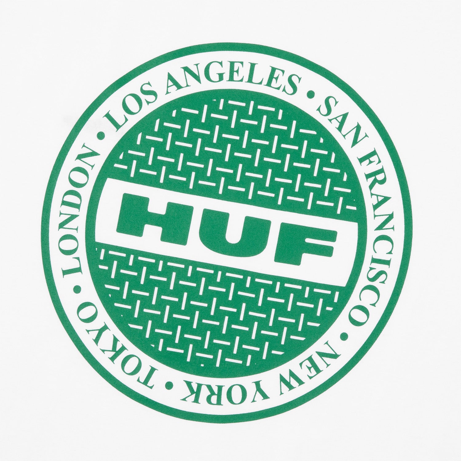HUF (ハフ) Worldwide JP /T-SHIRTS(Tシャツ)/ MANHOLE LS TEE商品 / WHITE/GREEN