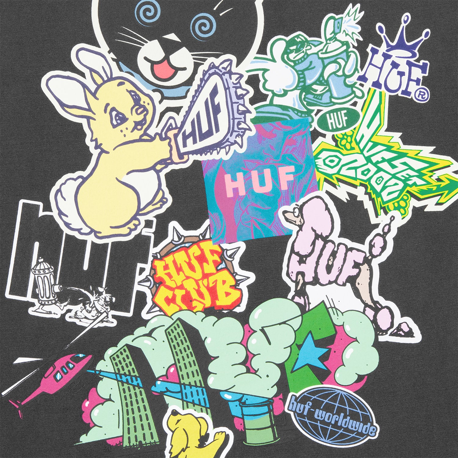 HUF (ハフ) Worldwide JP /T-SHIRTS(Tシャツ)/ STICKER LS TEE商品 / BLACK