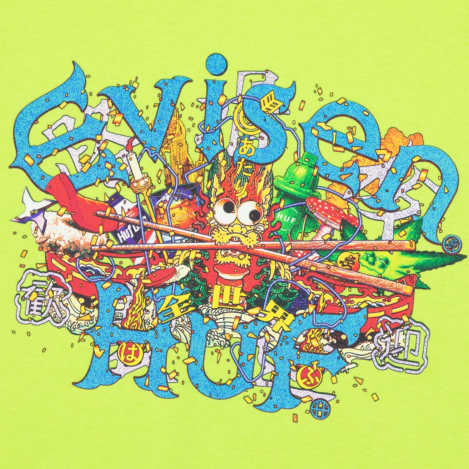 HUF (ハフ) Worldwide JP /T-SHIRTS(Tシャツ)/ HUF X EVISEN SKATEBOARDS DRAGON TEE商品 / BLACK