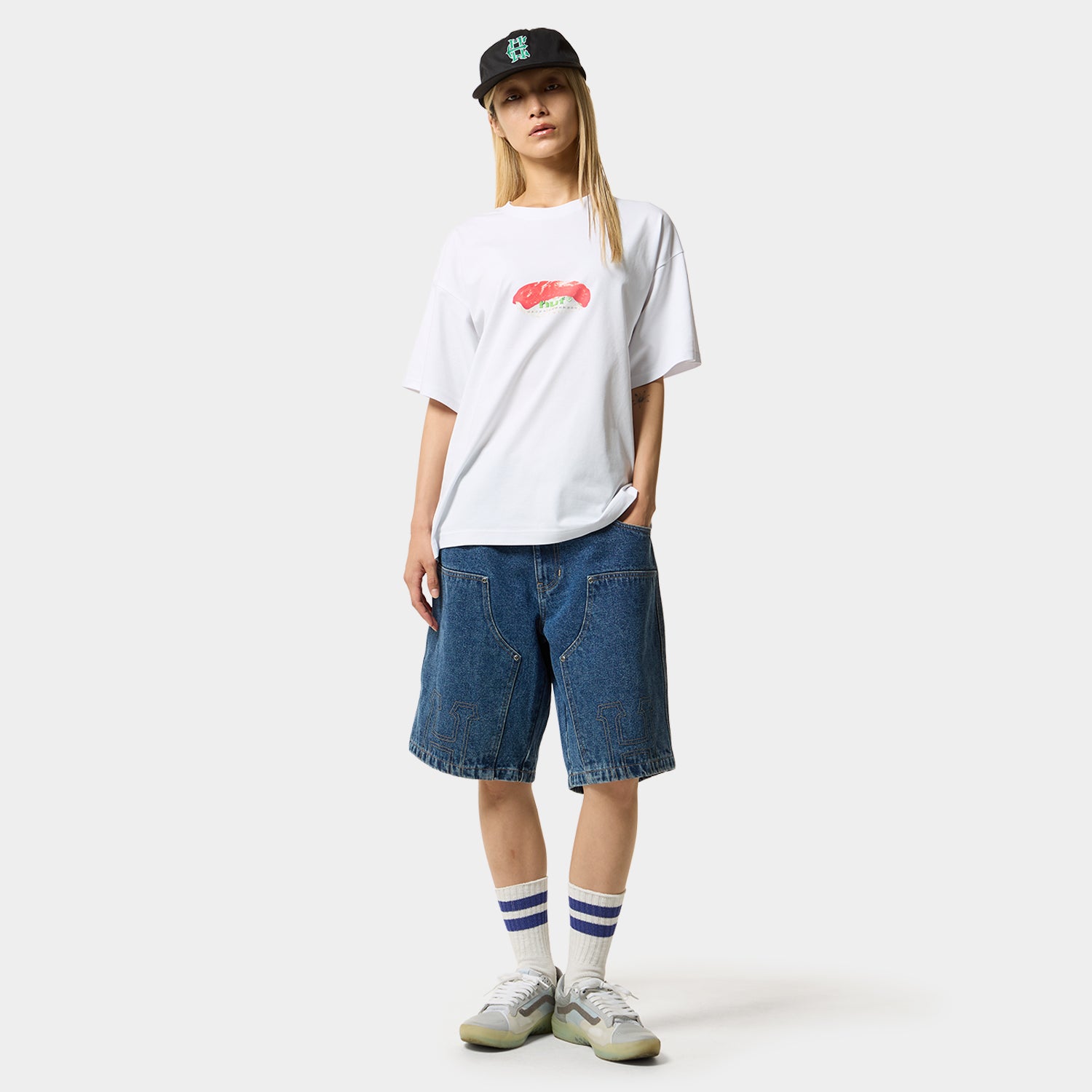 HUF (ハフ) Worldwide JP /T-SHIRTS(Tシャツ)/ HUF X EVISEN SKATEBOARDS HUF SUSHI TEE商品 / WHITE
