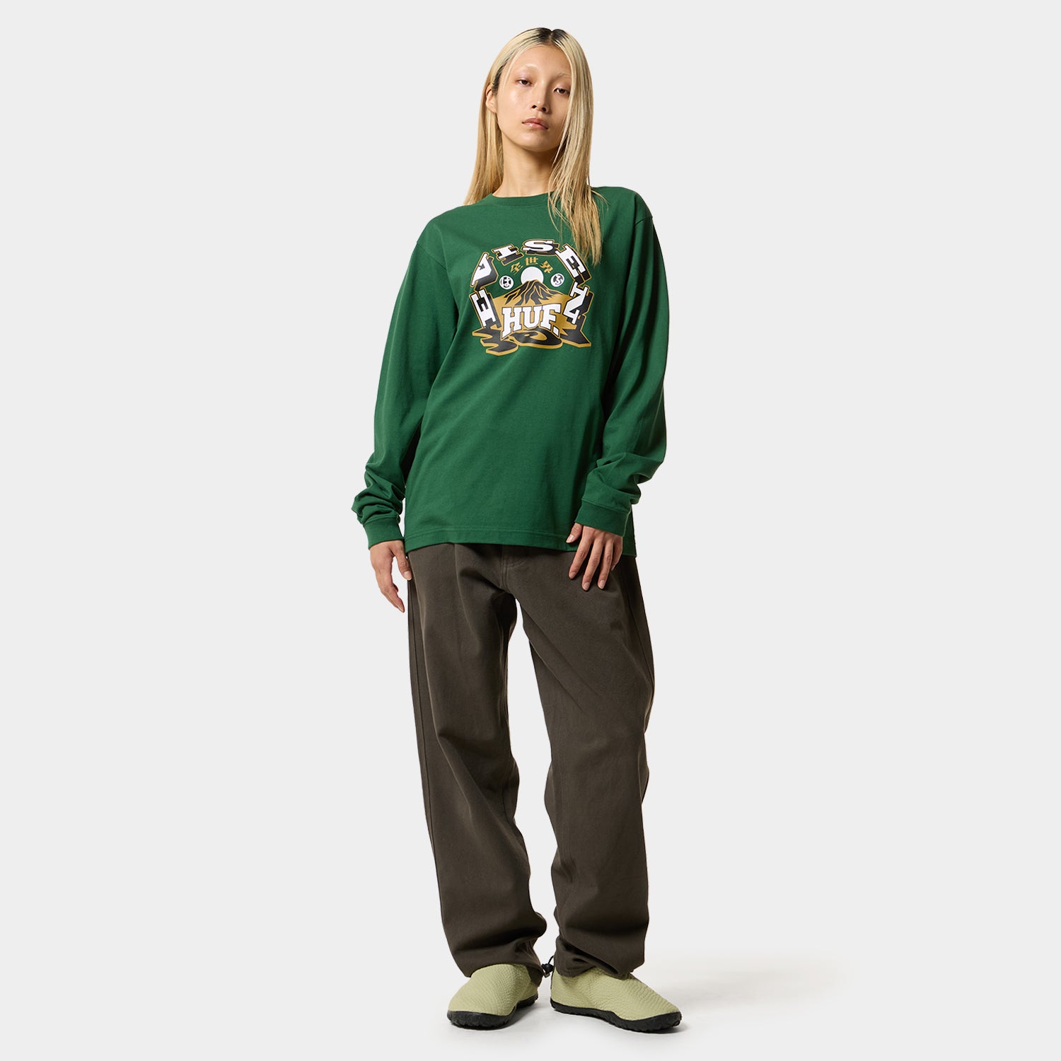 HUF (ハフ) Worldwide JP /T-SHIRTS(Tシャツ)/ HUF X EVISEN SKATEBOARDS HUFUJI LS TEE商品 / WHITE