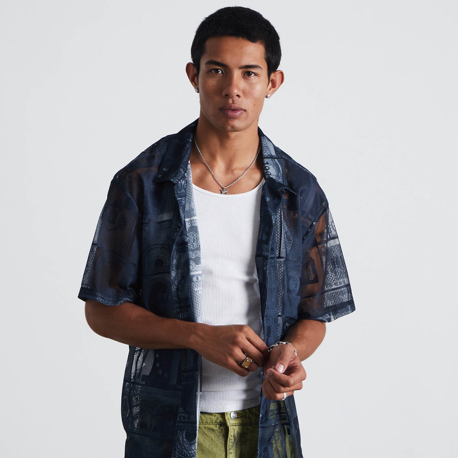 HUF (ハフ) Worldwide JP /TOPS & SHIRTS（トップス&シャツ）/ GLOBAL CURRENCY LACE SHIRT商品 / BLACK