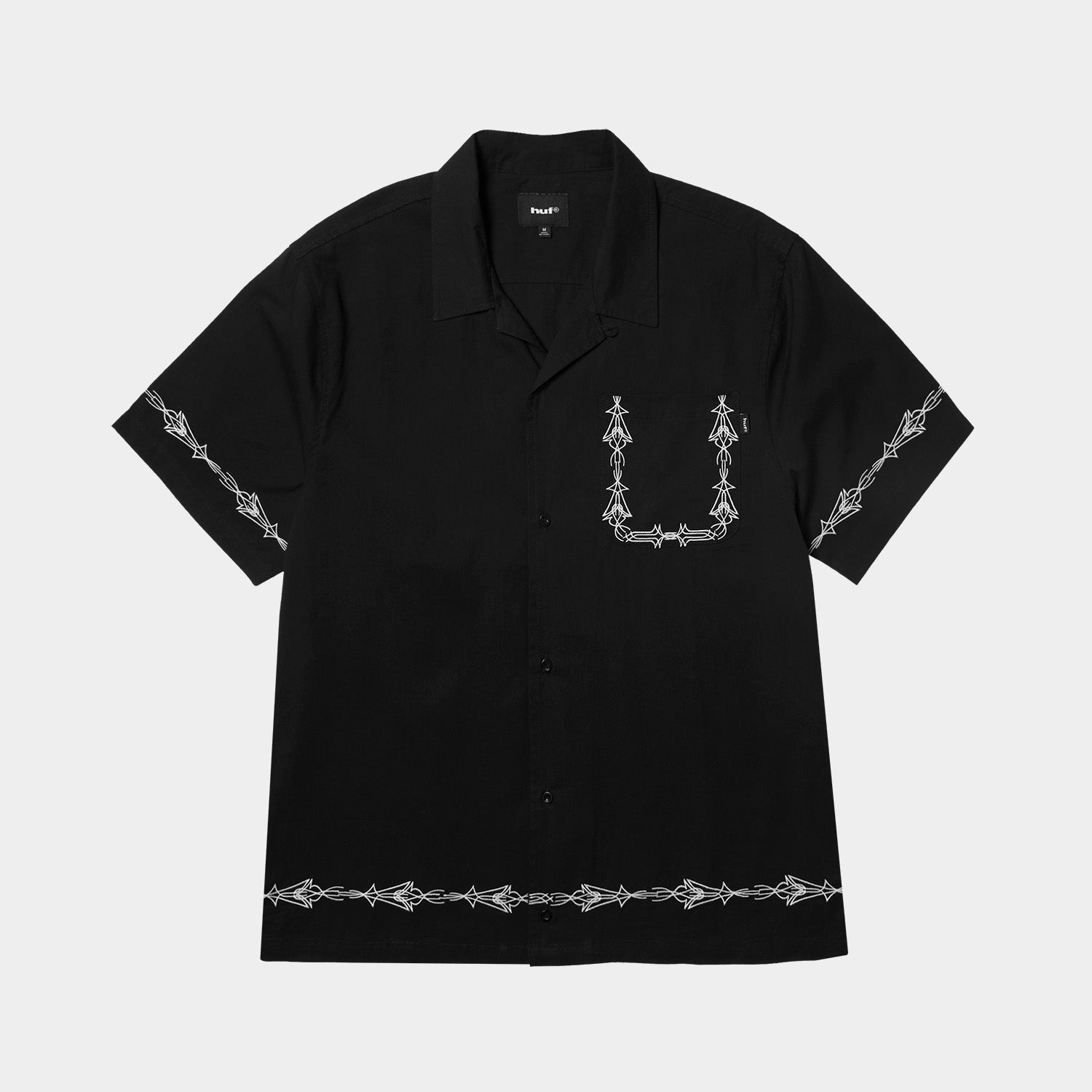 HUF (ハフ) Worldwide JP /TOPS & SHIRTS（トップス&シャツ）/ PINSTRIPE EMBROIDERED RESORT SHIRT商品 / AVOCADO