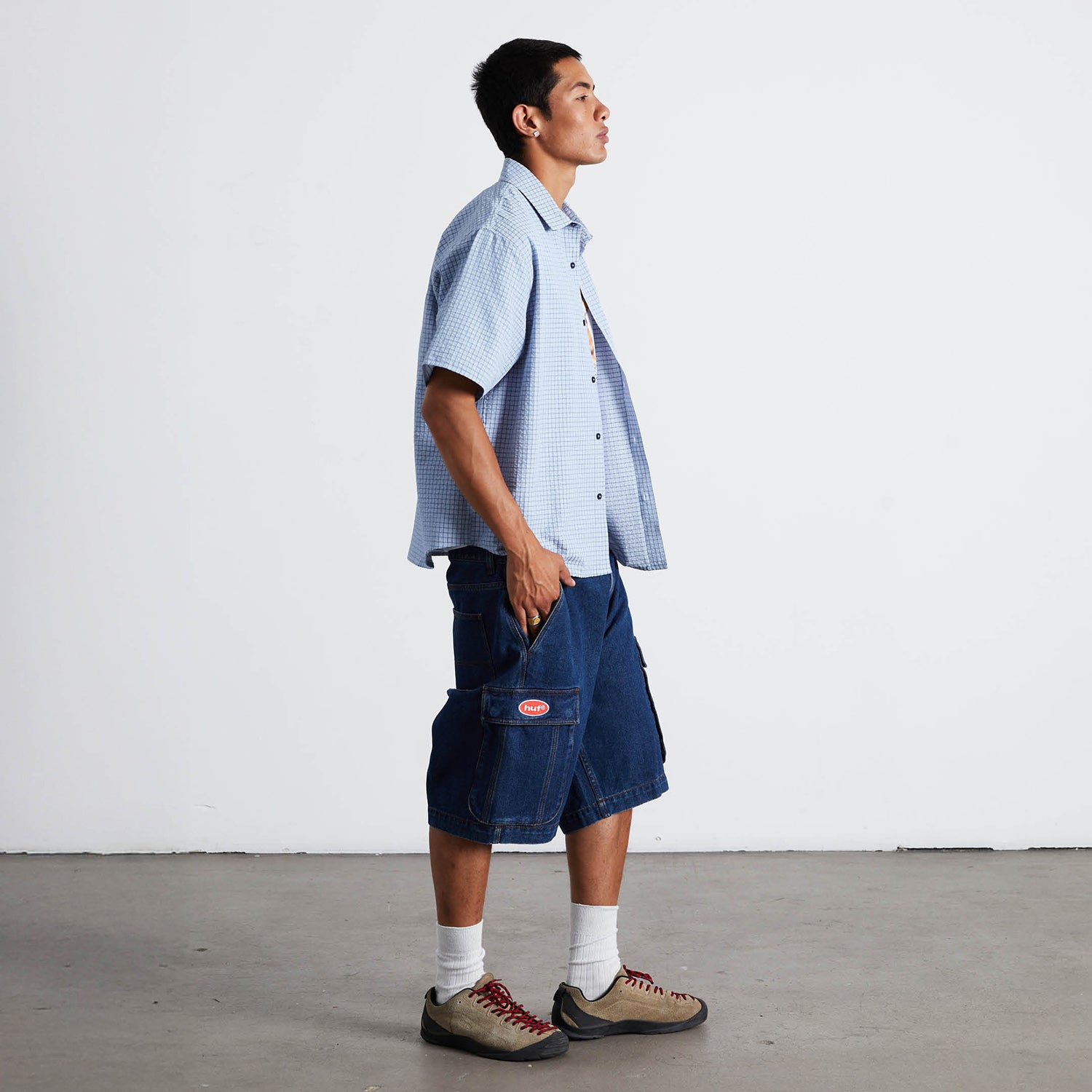 HUF (ハフ) Worldwide JP /T-SHIRTS（Tシャツ）/ STUCK ON YOU PLAID SHIRT商品 / ICE BLUE
