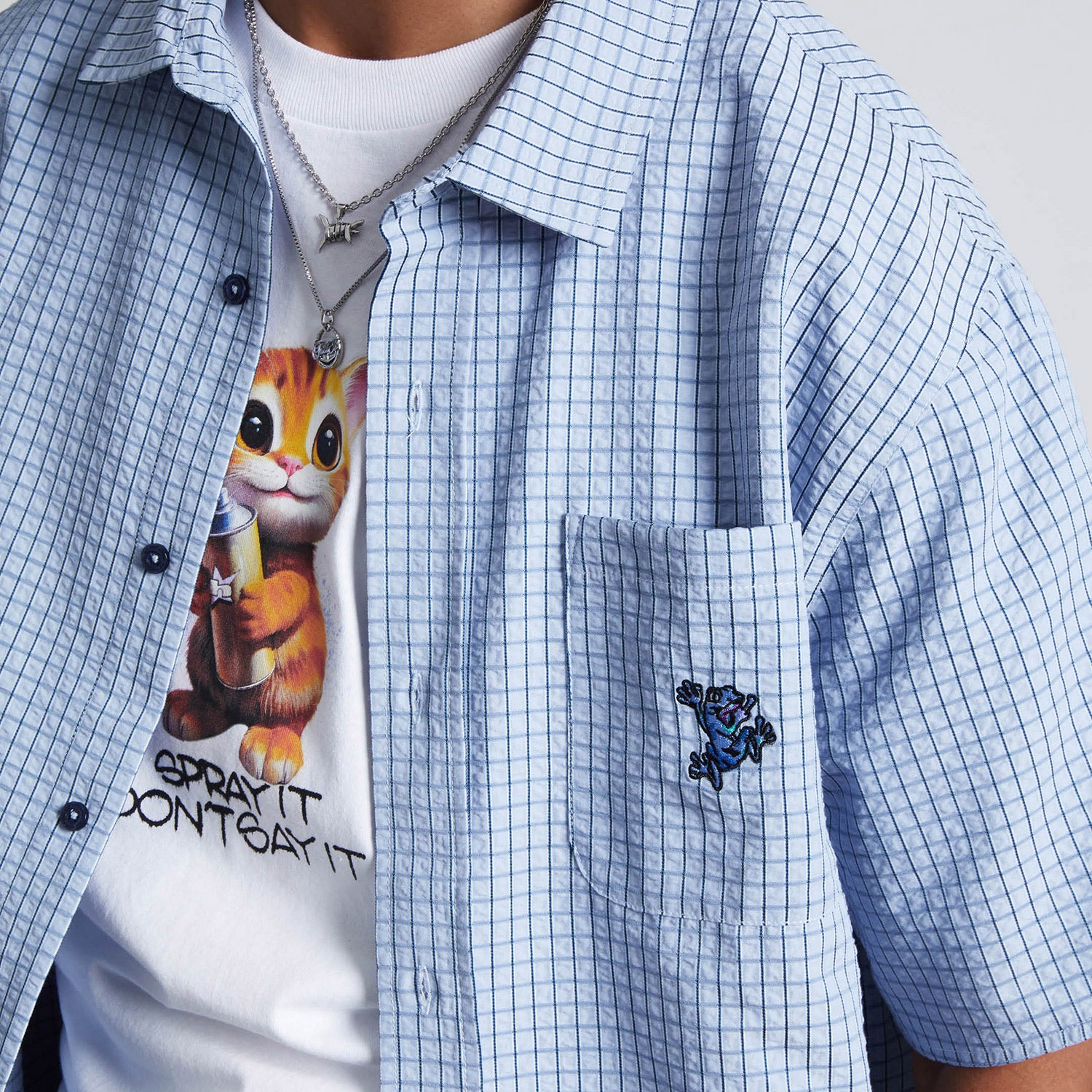 HUF (ハフ) Worldwide JP /T-SHIRTS（Tシャツ）/ STUCK ON YOU PLAID SHIRT商品 / ICE BLUE