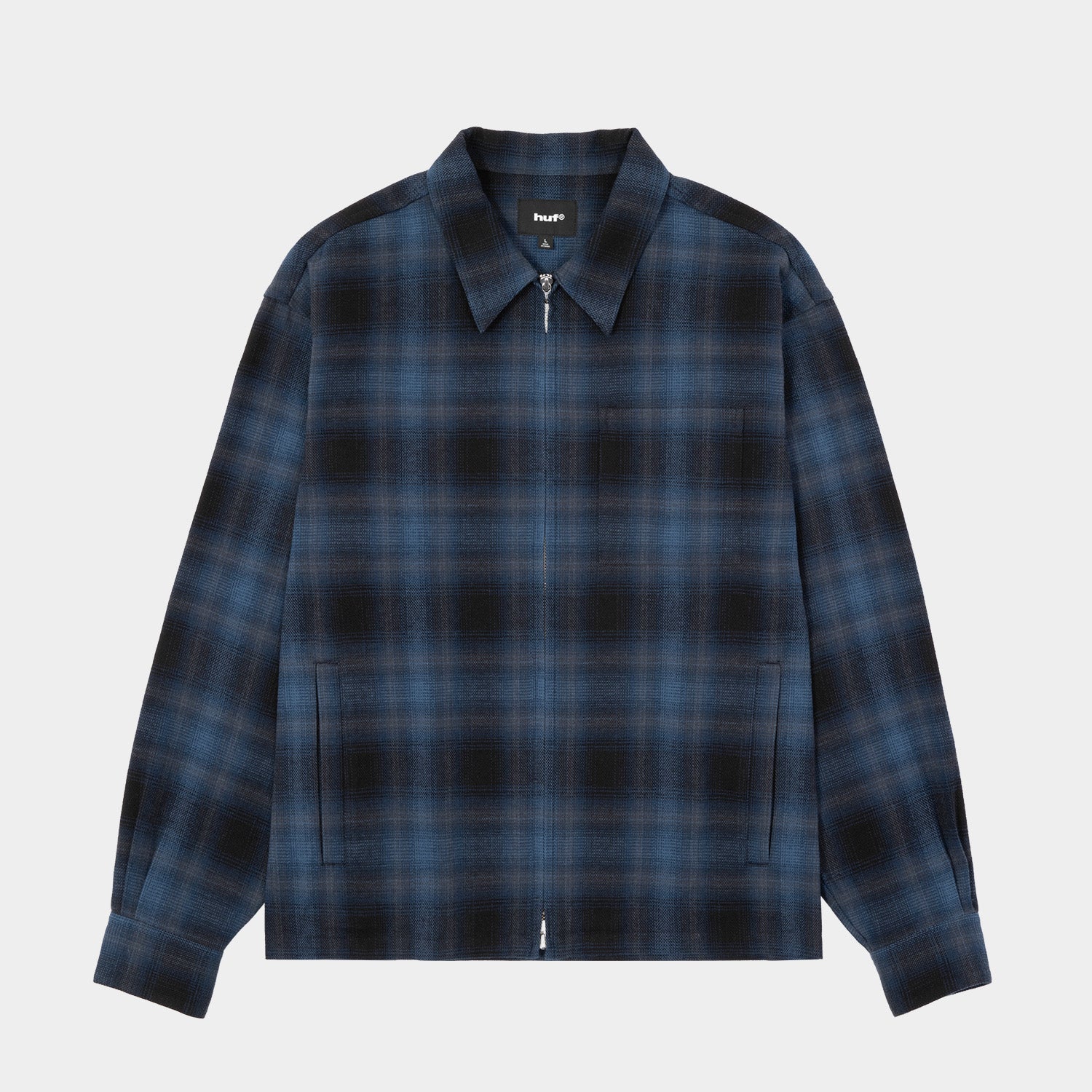 HUF (ハフ) Worldwide JP /TOPS & SHIRTS（トップス&シャツ）/ 89 OUTLINE PLAID ZIP SHIRT商品 / BLACK