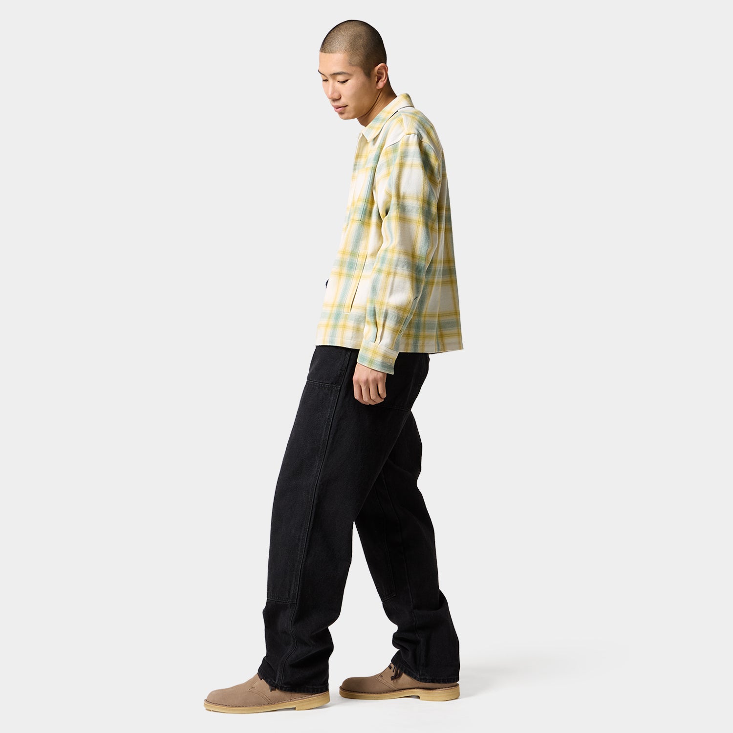 HUF (ハフ) Worldwide JP /TOPS & SHIRTS（トップス&シャツ）/ 89 OUTLINE PLAID ZIP SHIRT商品 / BLACK