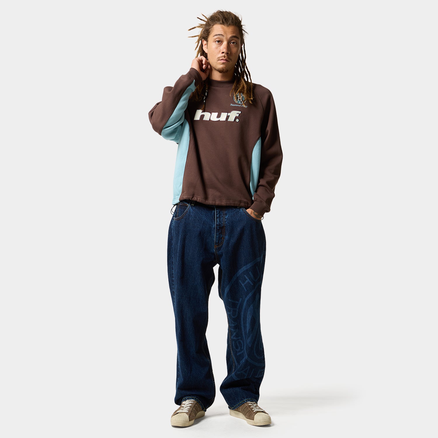 HUF (ハフ) Worldwide JP /SWEATSHIRTS（スウェットシャツ）/ LUX DRAWCORD CREW商品 / BLACK
