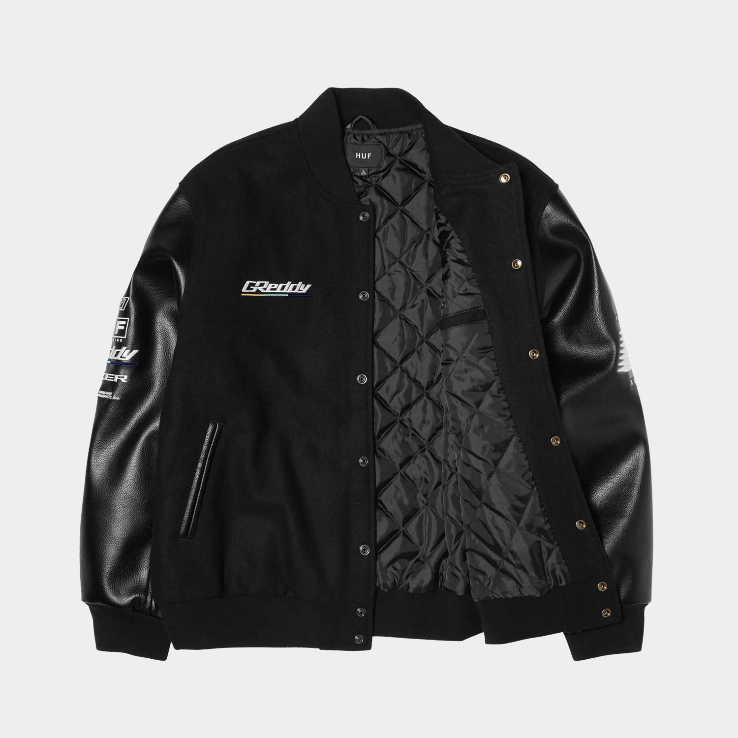 HUF (ハフ) Worldwide JP /JACKETS（ジャケット）/ HUF X GREDDY VARSITY JACKET商品 / BLACK