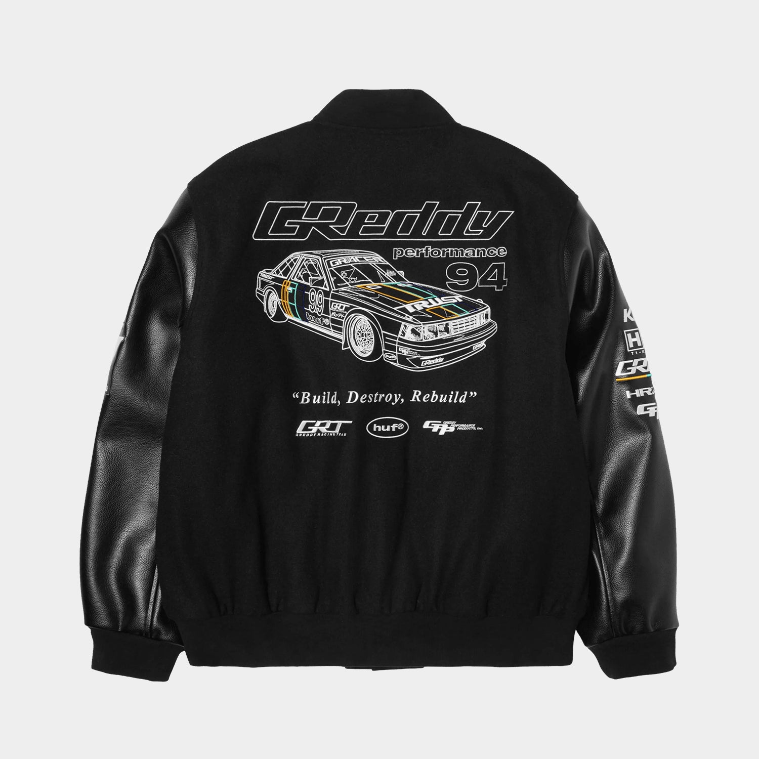 HUF (ハフ) Worldwide JP /JACKETS（ジャケット）/ HUF X GREDDY VARSITY JACKET商品 / BLACK