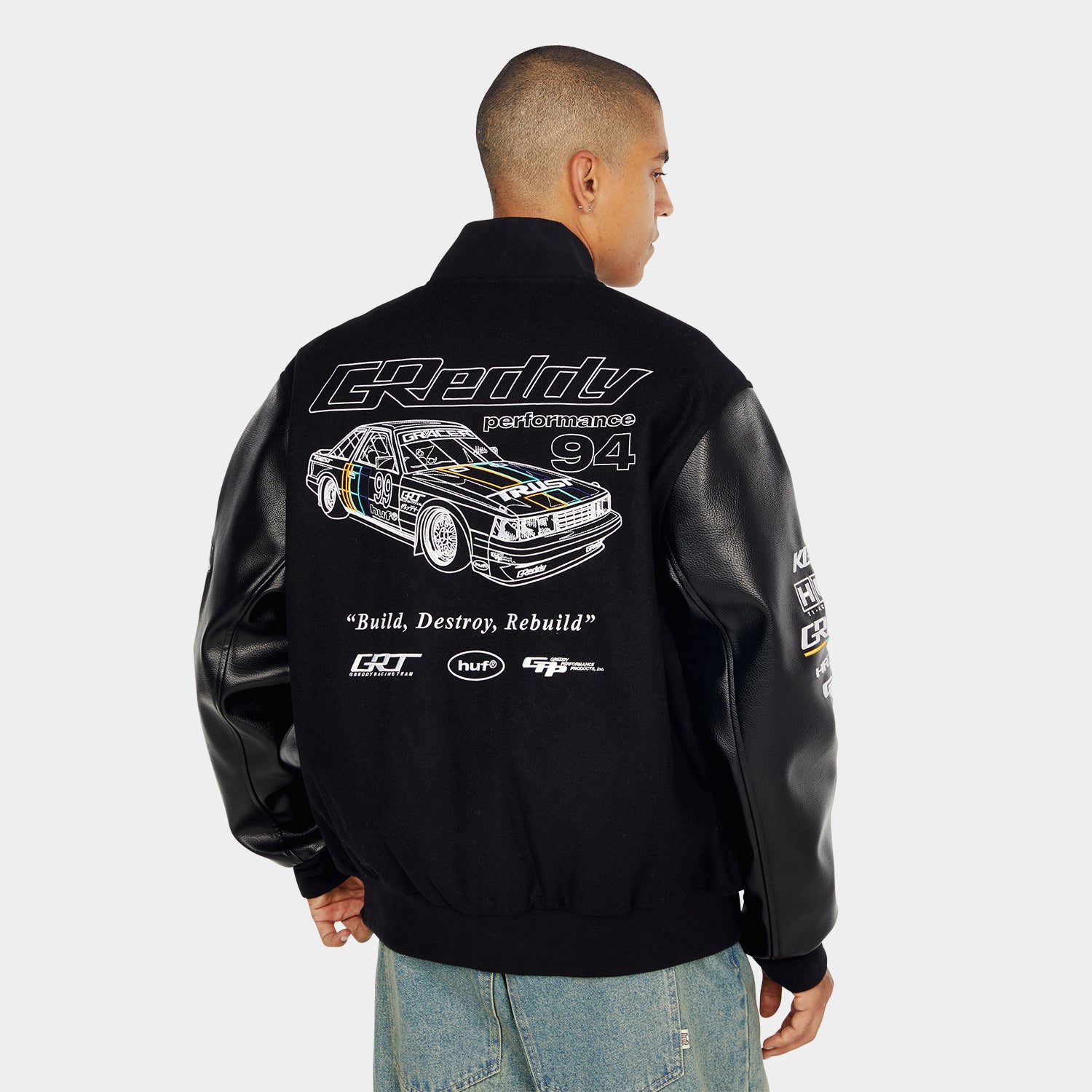 HUF (ハフ) Worldwide JP /JACKETS（ジャケット）/ HUF X GREDDY VARSITY JACKET商品 / BLACK