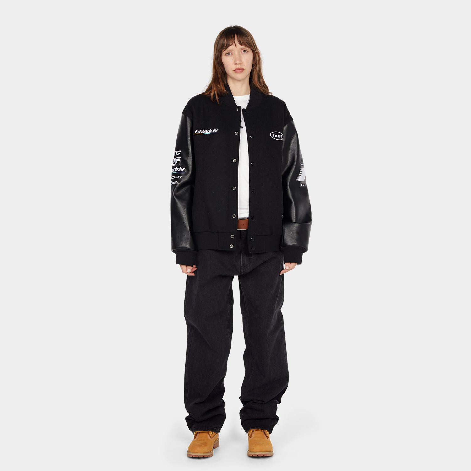 HUF (ハフ) Worldwide JP /JACKETS（ジャケット）/ HUF X GREDDY VARSITY JACKET商品 / BLACK