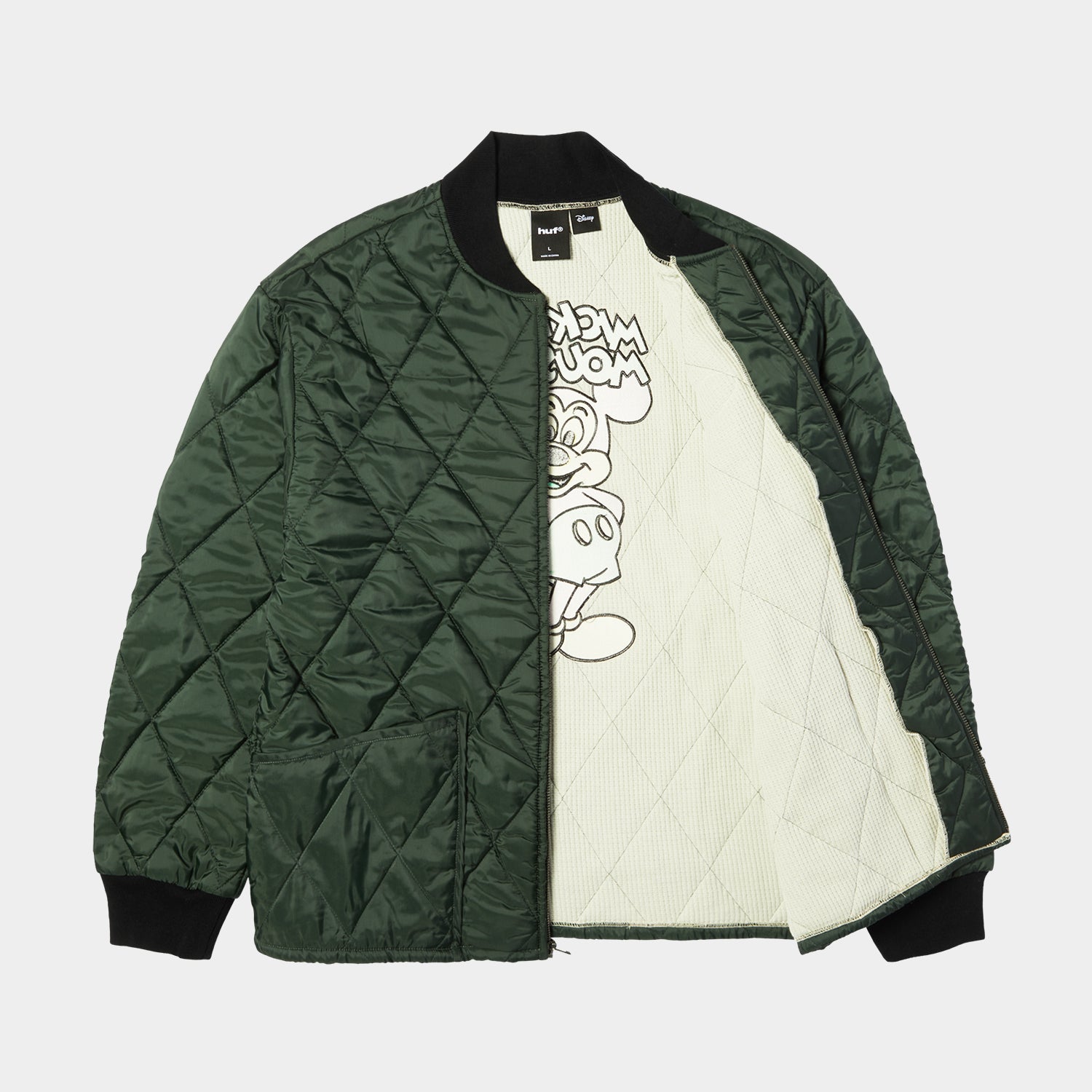 HUF (ハフ) Worldwide JP /JACKETS（ジャケット）/ DISNEY | HUF MICKEY QUILTED WORK JACKET商品 / FOREST GREEN