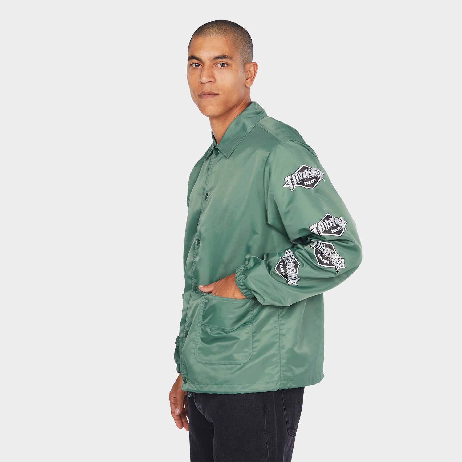 HUF (ハフ) Worldwide JP /JACKETS（ジャケット）/ HUF X THRASHER LOGO JACKET商品 / FOREST GREEN