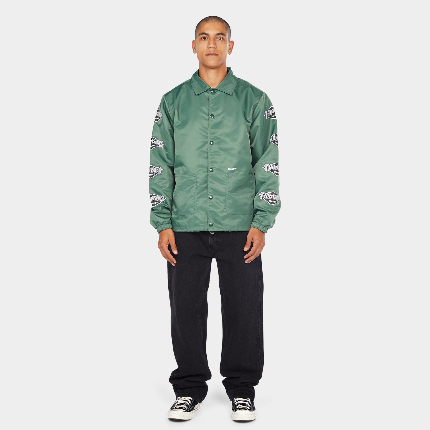HUF (ハフ) Worldwide JP /JACKETS（ジャケット）/ HUF X THRASHER LOGO JACKET商品 / FOREST GREEN