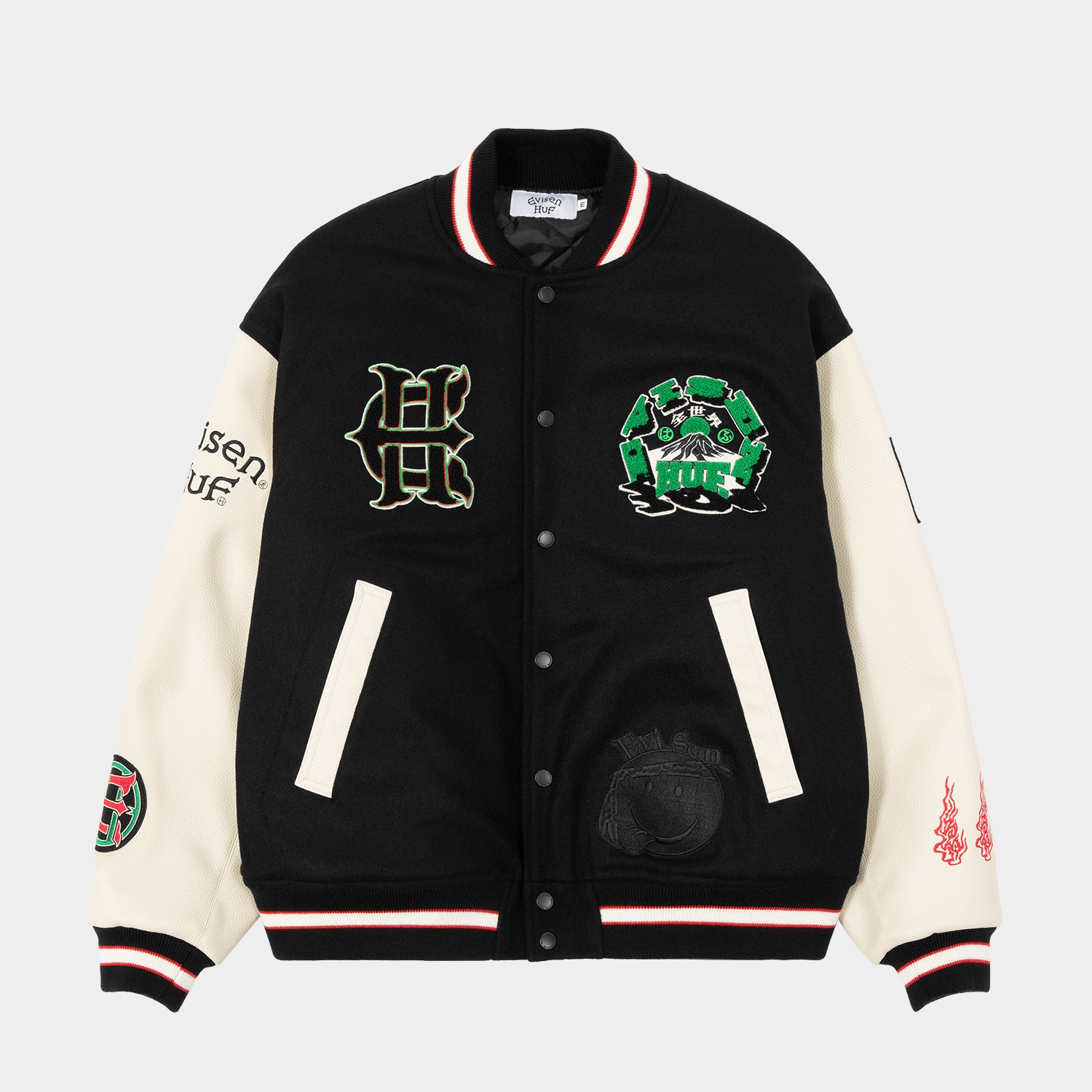 HUF (ハフ) Worldwide JP /JACKETS（ジャケット）/ HUF X EVISEN STADIUM LOGO JACKET商品 / BLACK