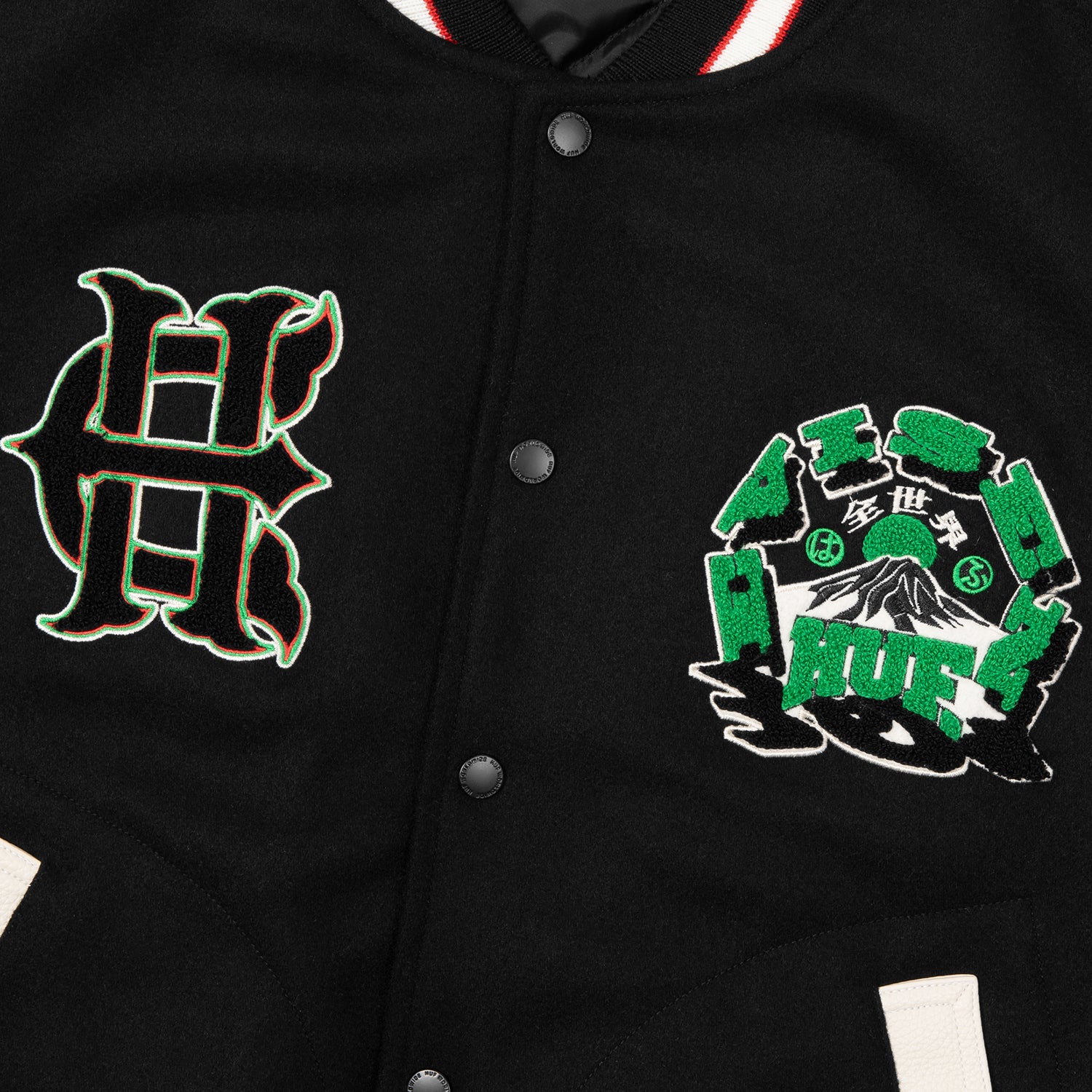HUF (ハフ) Worldwide JP /JACKETS（ジャケット）/ HUF X EVISEN STADIUM LOGO JACKET商品 / BLACK