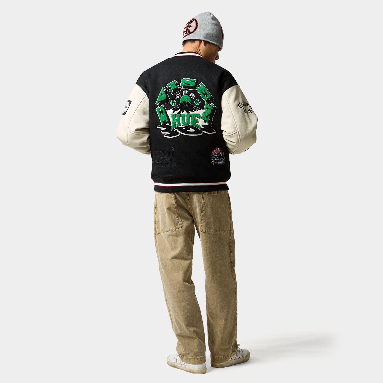 HUF (ハフ) Worldwide JP /JACKETS（ジャケット）/ HUF X EVISEN STADIUM LOGO JACKET商品 / BLACK